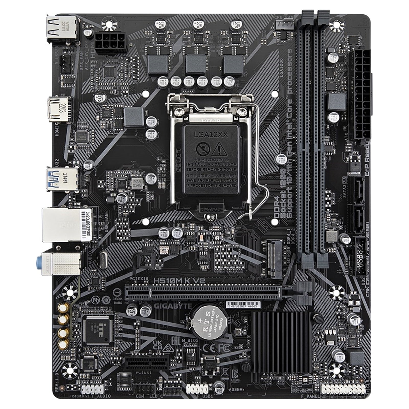 Gigabyte H510M K V2 Ultra Durable Intel 1200 Socket Motherboard, Micro-ATX, 2x DDR4 Slots, 1x M.2 Socket, GbE LAN, 1x HDMI Port