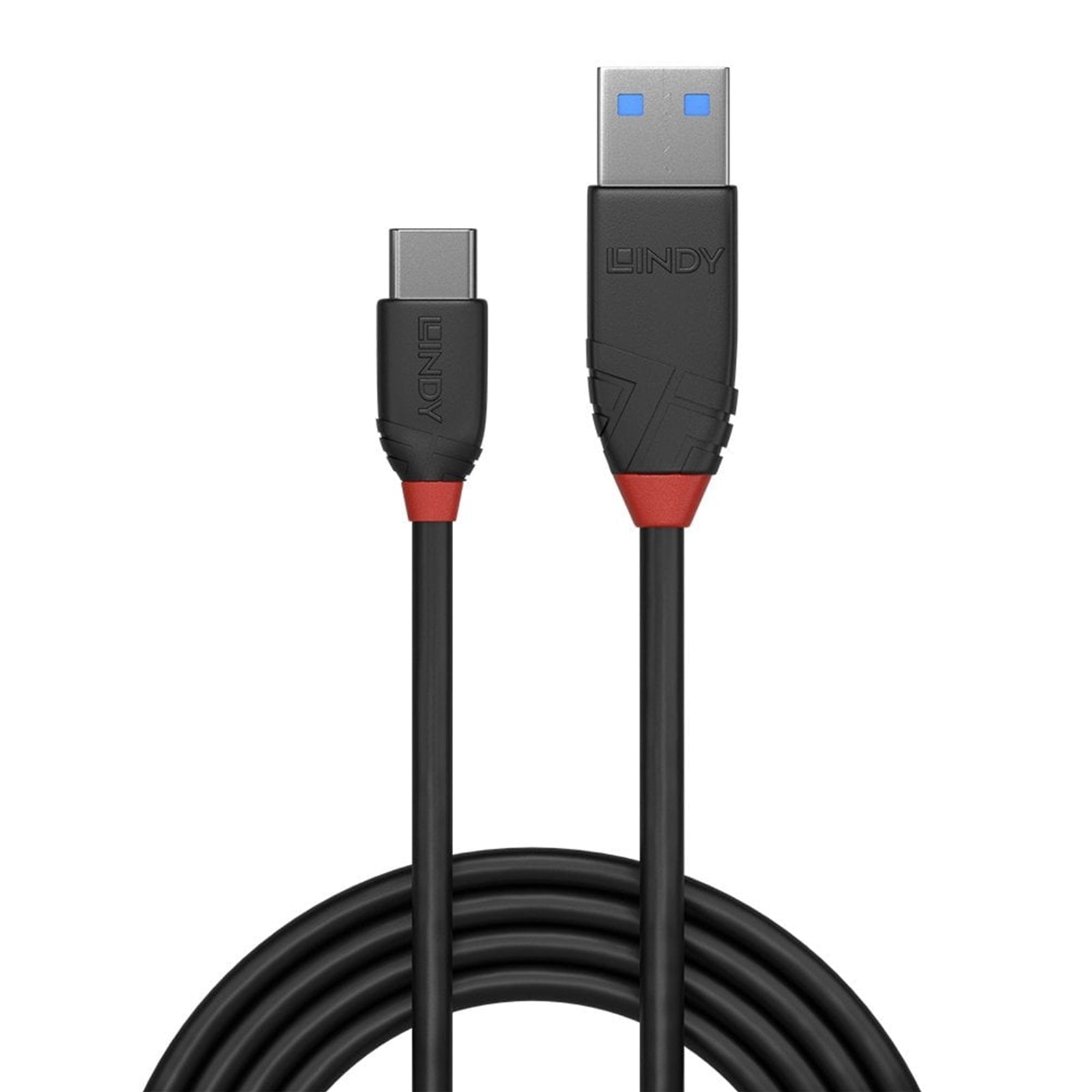 Lindy 36915 0.5m USB-A (M) 3.2 To USB-C (M) 3.2 Black Line 10Gbps Cable - Black