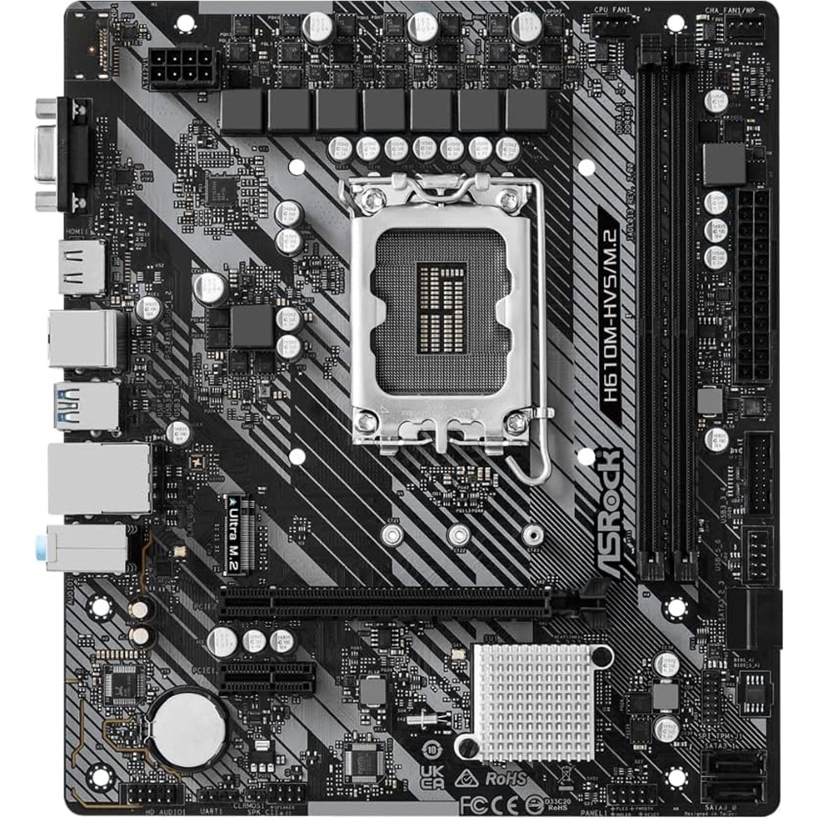 ASRock H610M-HDV/M.2 R2.0 Super Alloy Intel 1700 Socket Motherboard, Micro-ATX, 2x DDR4 Slots, 1x M.2 Socket, GbE LAN, 1x D-Sub / 1x DisplayPort / 1x HDMI Port