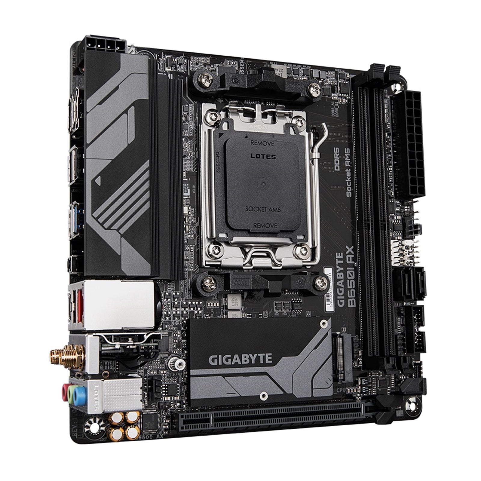 Gigabyte B650I AX Ultra Durable AMD AM5 Socket Motherboard, Mini-ITX, 2x DDR5 Slots, 1x M.2 Socket, 2x USB-C Port, 2.5GbE LAN, Wi-Fi 6E, 1x DisplayPort / 1x HDMI Port