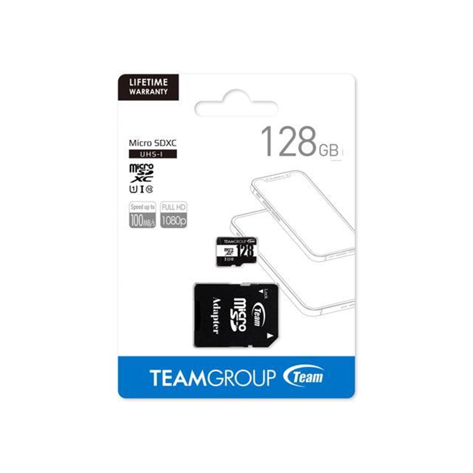 Team 128GB Micro SDXC UHS-1 Class 10 Flash Card with Adapter