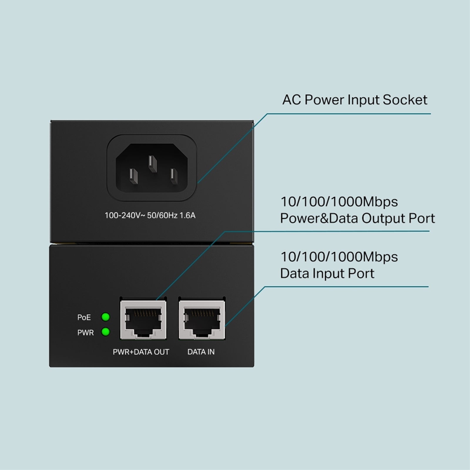 TP-Link TL-POE170S IEEE 802.3af/at/bt 60W PoE++ Injector