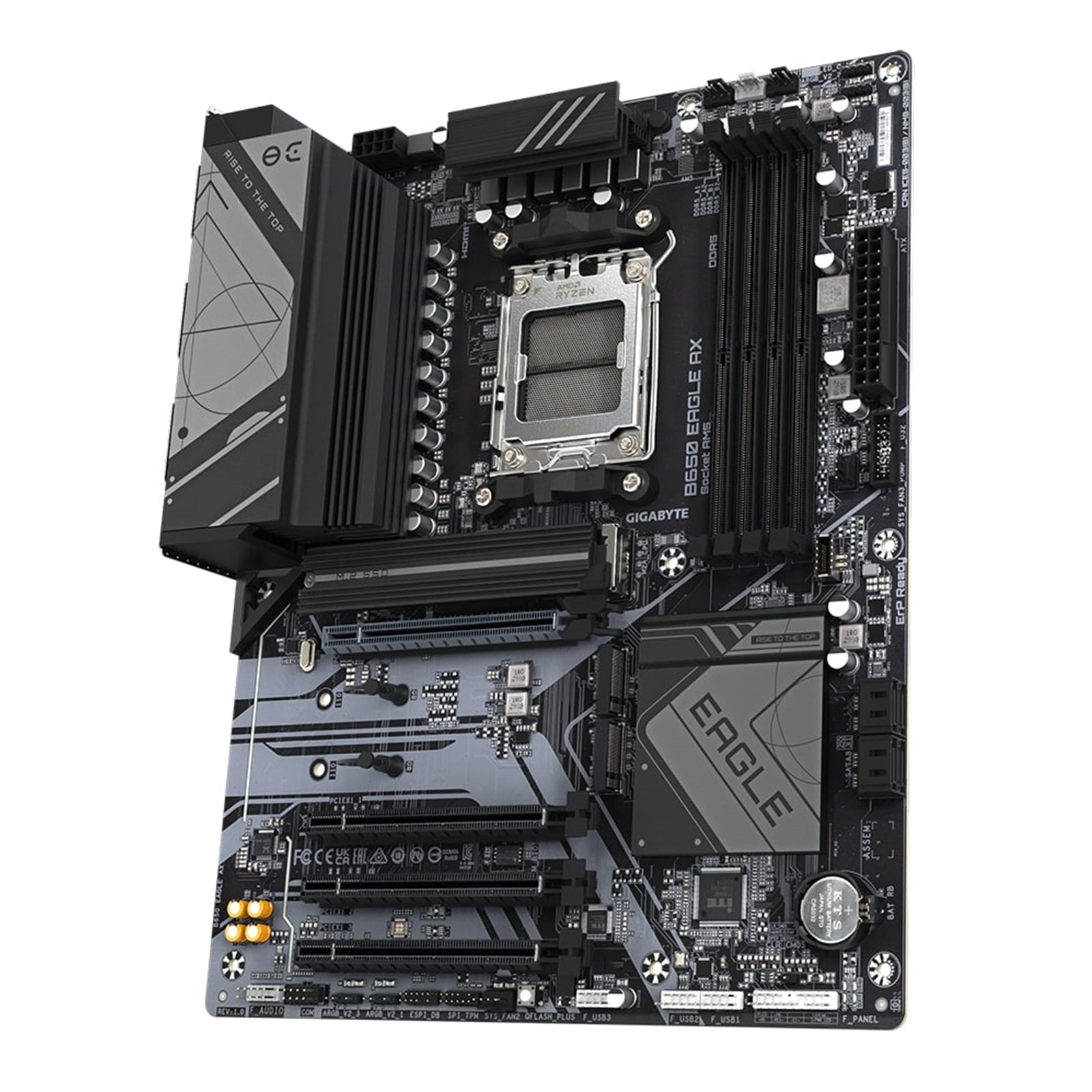 Gigabyte B650 EAGLE AX AMD AM5 Socket Motherboard, ATX, 4x DDR5 Slots, 3x M.2 Sockets, 1x USB-C Port, Fitted I/O Shield, GbE LAN, Wi-Fi 6E, 1x DisplayPort / 1x HDMI Port