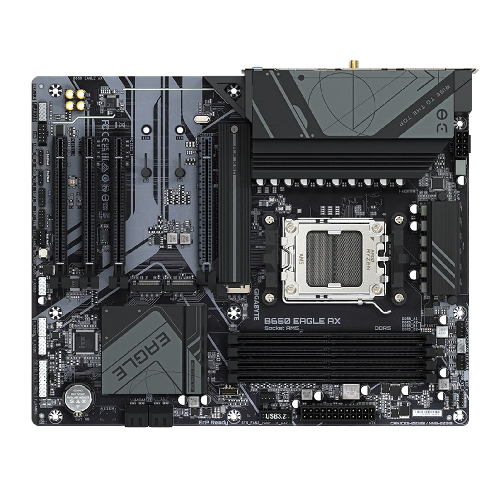 Gigabyte B650 EAGLE AX AMD AM5 Socket Motherboard, ATX, 4x DDR5 Slots, 3x M.2 Sockets, 1x USB-C Port, Fitted I/O Shield, GbE LAN, Wi-Fi 6E, 1x DisplayPort / 1x HDMI Port