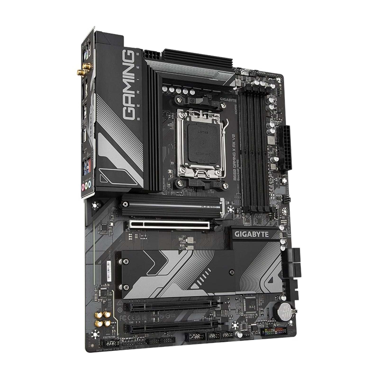 Gigabyte B650 GAMING X AX V2 AMD AM5 Socket Motherboard, ATX, 4x DDR5 Slots, 3x M.2 Sockets, 2x USB-C Port, Fitted I/O Shield, 2.5GbE LAN, Wi-Fi 6E, 1x DisplayPort / 1x HDMI Port