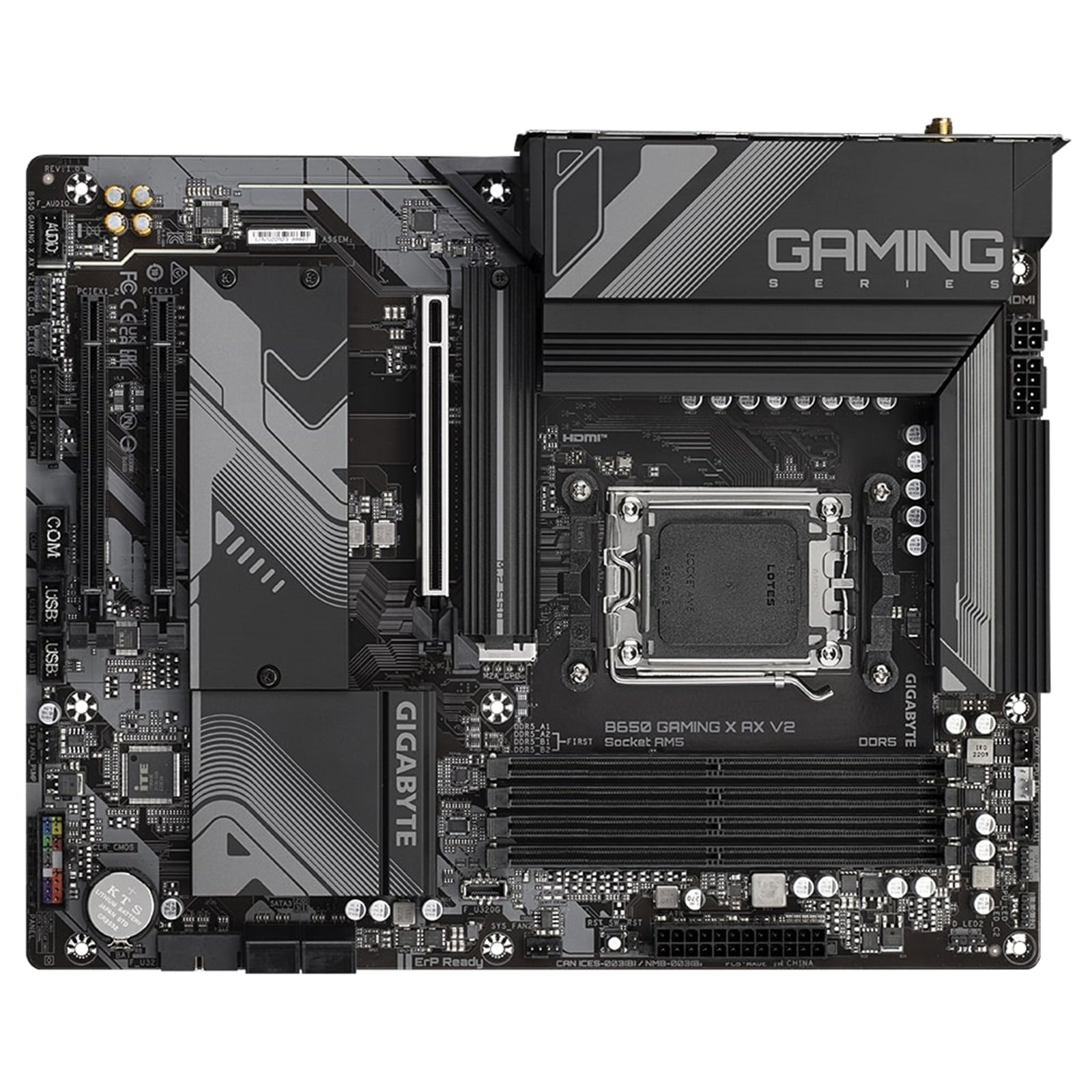 Gigabyte B650 GAMING X AX V2 AMD AM5 Socket Motherboard, ATX, 4x DDR5 Slots, 3x M.2 Sockets, 2x USB-C Port, Fitted I/O Shield, 2.5GbE LAN, Wi-Fi 6E, 1x DisplayPort / 1x HDMI Port