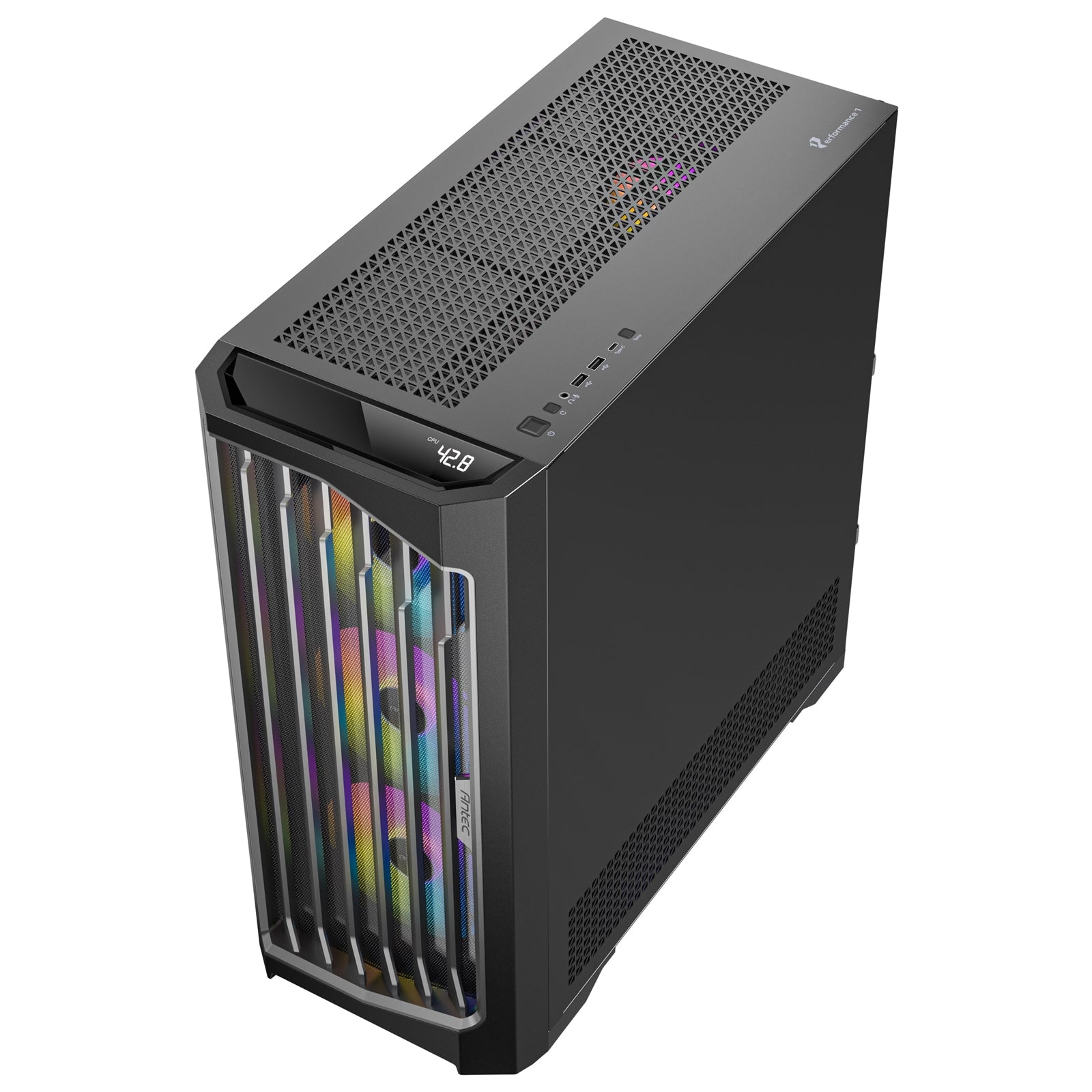 Antec Performance 1 FT ARGB Full Tower Tempered Glass PC Gaming Case - High-Airflow, E-ATX Compatible, with RGB Fans | 3 x 140mm ARGB Fans, Tool-Free Access, Dual 360mm Radiator Support, and Superior Cable Management