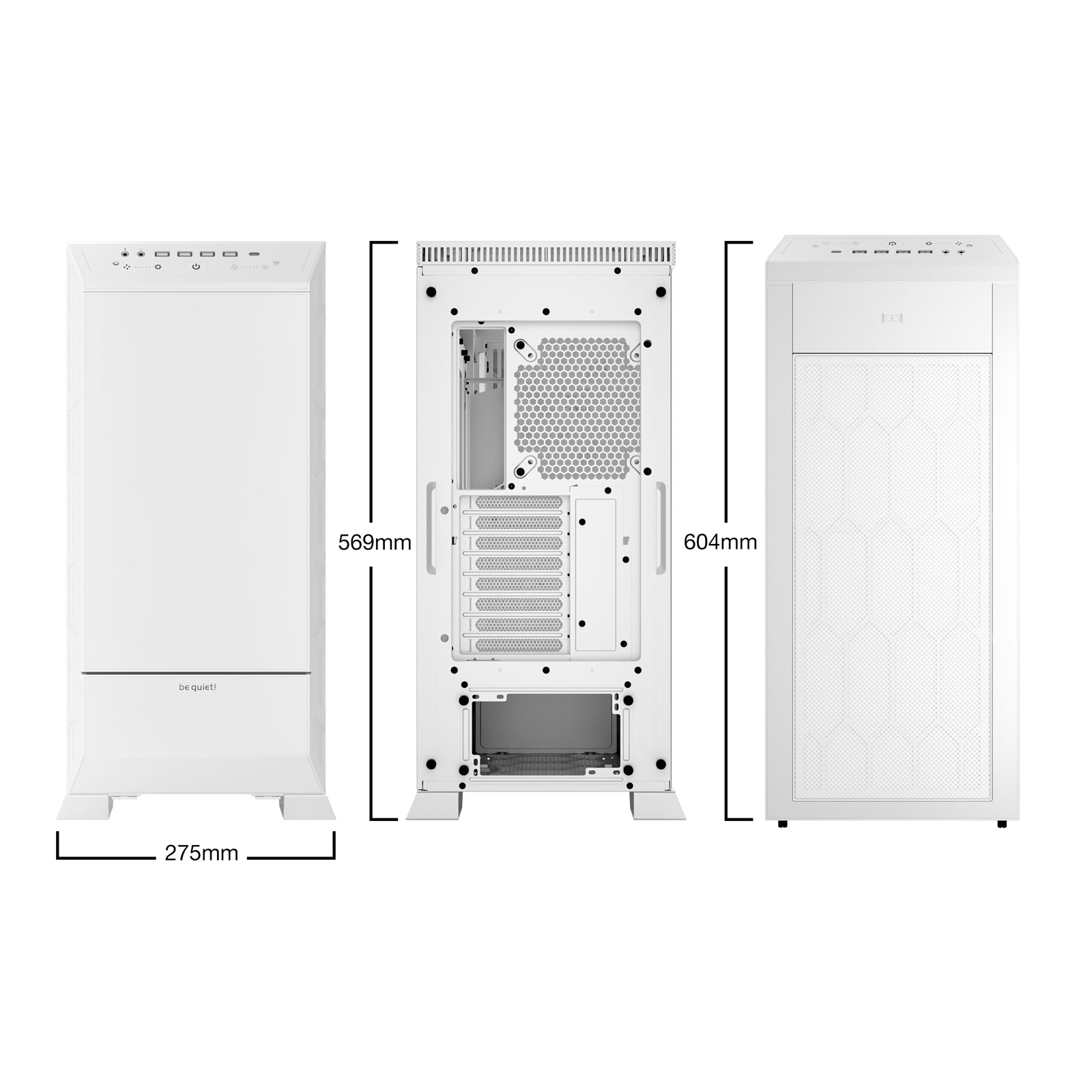 be quiet! Dark Base Pro 901 Full Tower Gaming PC Case, White, 4x USB 3.2 Type A, Interchangeable Top Cover and Front Panel, Touch Sensitive Controller, 3x Silent WIngs 4 PWM Fans, ARGB Lighting