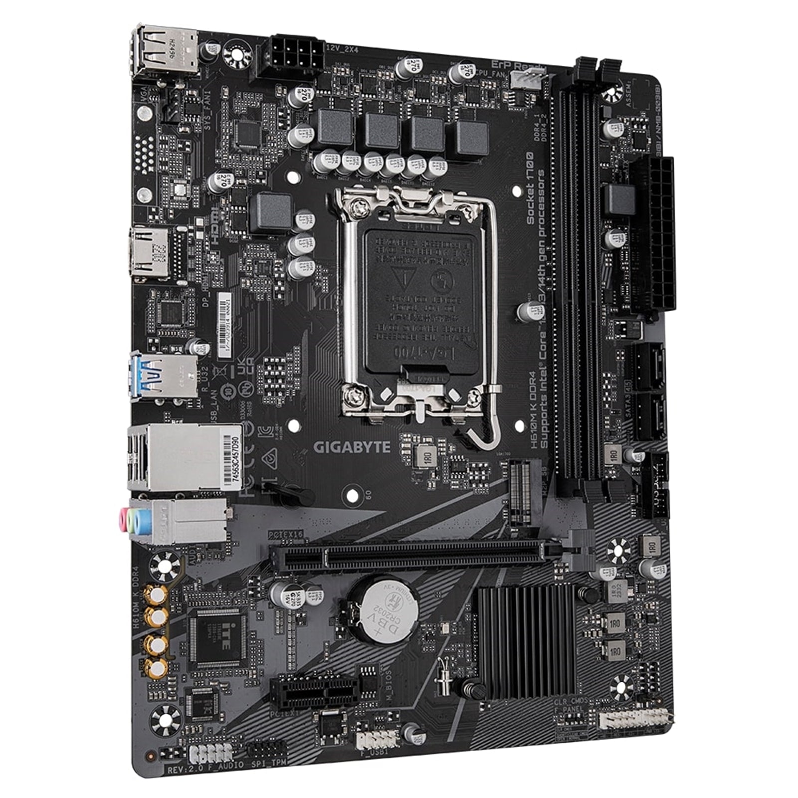 Gigabyte H610M K DDR4 Ultra Durable Intel 1700 Socket Motherboard, Micro-ATX, 2x DDR4 Slots, 1x M.2 Socket, GbE LAN, 1x HDMI Port