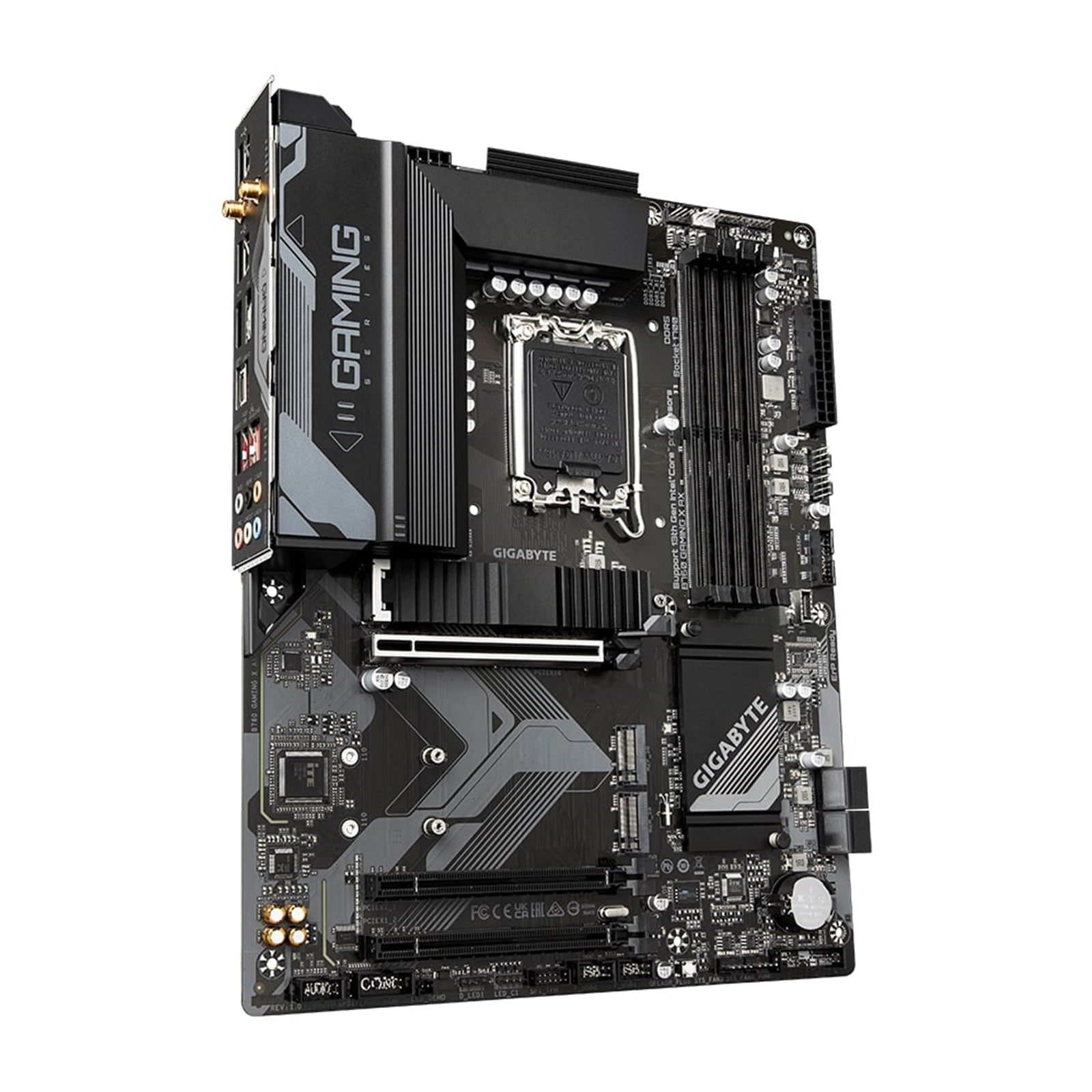 Gigabyte B760 GAMING X AX Intel 1700 Socket Motherboard, ATX, 4x DDR5 Slots, 3x M.2 Sockets, 2x USB-C Port, Fitted I/O Shield, 2.5GbE LAN, Wi-Fi 6E, 1x DisplayPort / 1x HDMI Port