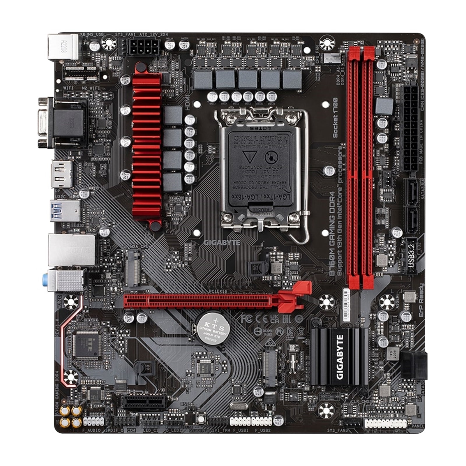 Gigabyte B760M GAMING DDR4 Intel 1700 Socket Motherboard, Micro-ATX, 2x DDR4 Slots, 2x M.2 Sockets, 1x USB-C Port, 2.5GbE LAN, 1x D-Sub / 1x DisplayPort / 1x HDMI Port