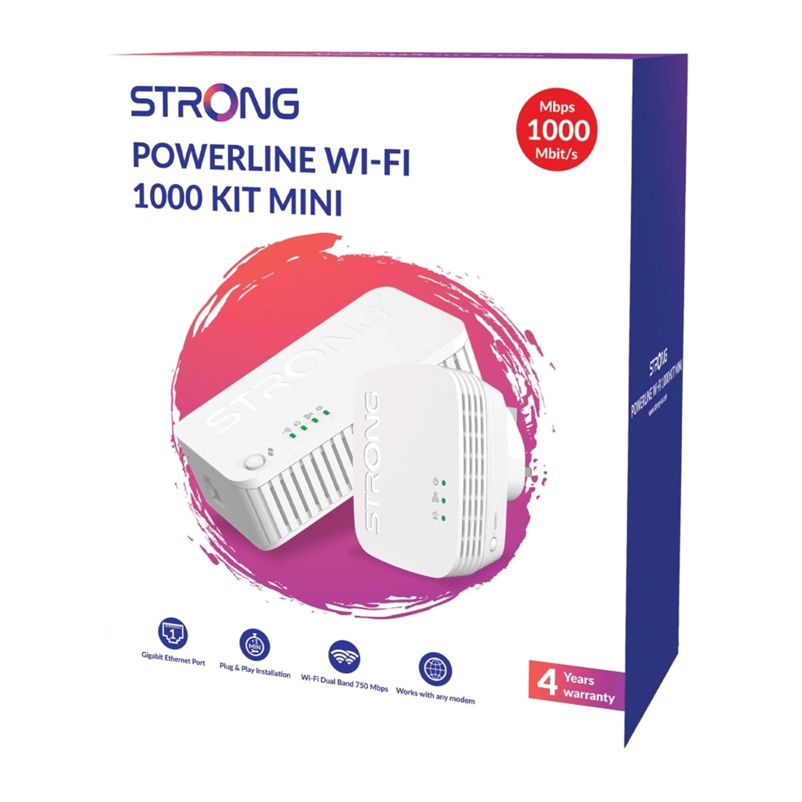 Strong POWERWF1000DUOMINIUK AV1000 Mini WI-FI Powerline Kit (2 Pack)