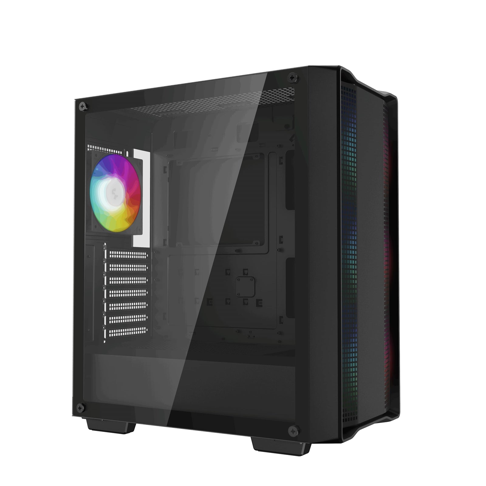 DeepCool CC560 ARGB V2 Case, Gaming, Black, Mid Tower, 1 x USB 3.0 / 1 x USB 2.0, Tempered Glass Side Window Panel, Abundant Airflow Performance, Addressable RGB LED Fans, ATX, Micro ATX, Mini-ITX