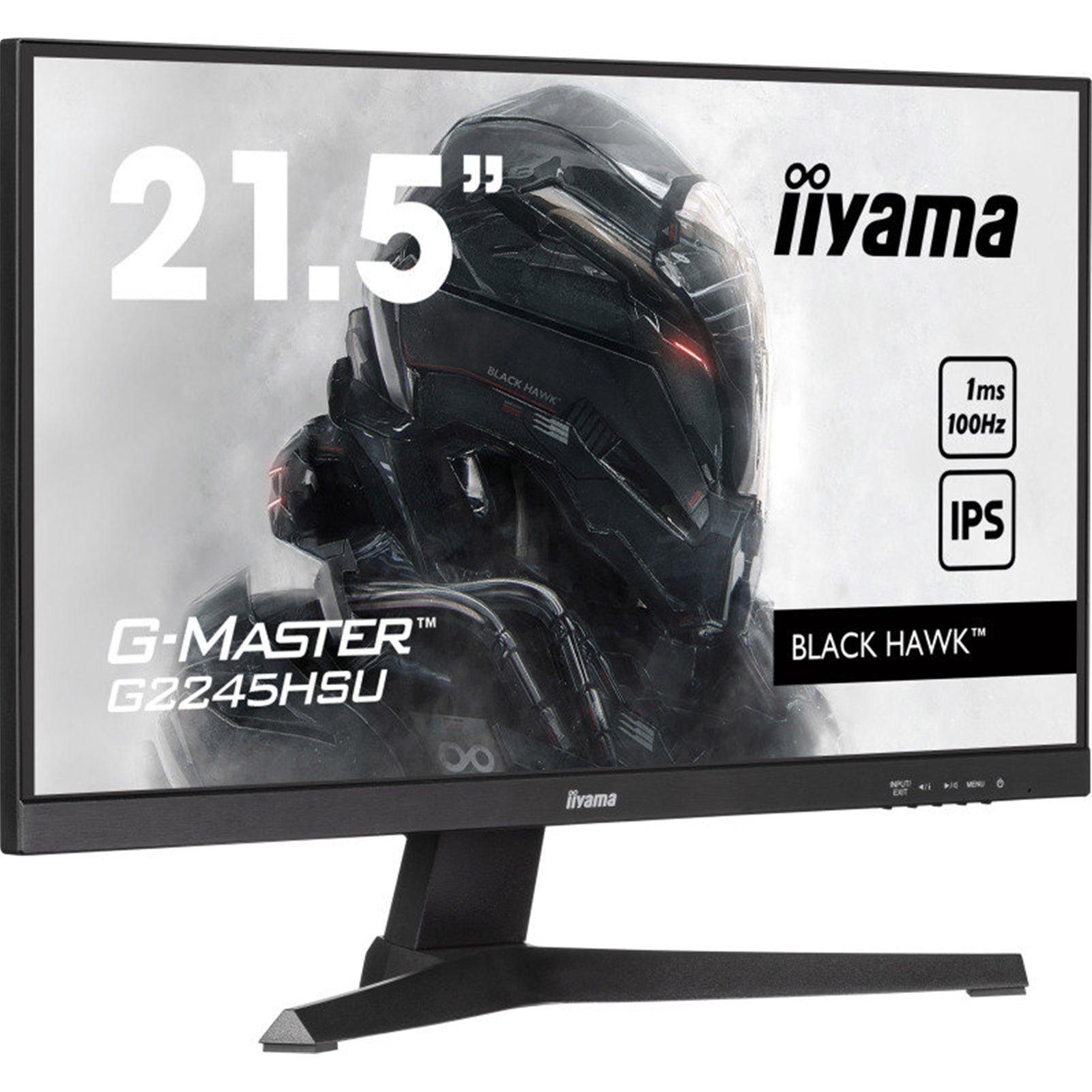 iiyama G-MASTER G2245HSU-B1 22 inch IPS Monitor, Full HD, 1ms, HDMI, DisplayPort, USB Hub, Freesync, 100Hz, Speakers, Black, Internal PSU, VESA