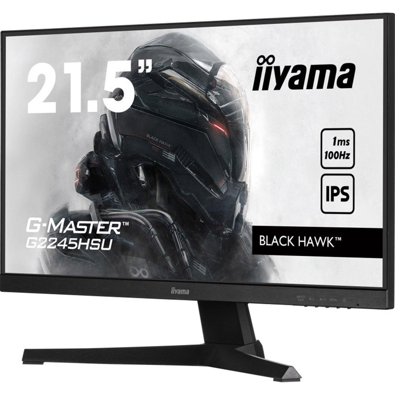 iiyama G-MASTER G2245HSU-B1 22 inch IPS Monitor, Full HD, 1ms, HDMI, DisplayPort, USB Hub, Freesync, 100Hz, Speakers, Black, Internal PSU, VESA