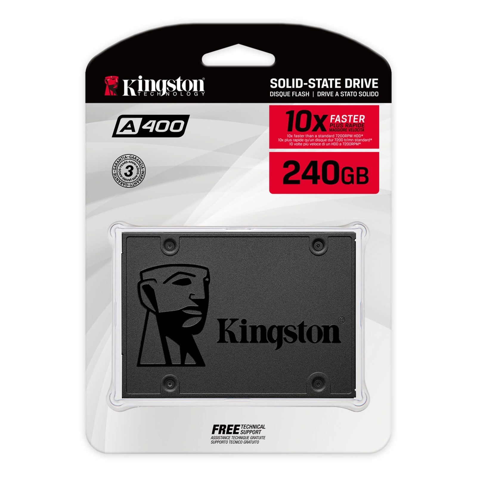 Kingston A400 (SA400S37/240G) 240GB, 2.5 Inch SSD, SATA 3 Interface, Read 500MB/s, Write 350MB/s, 3 Year Warranty