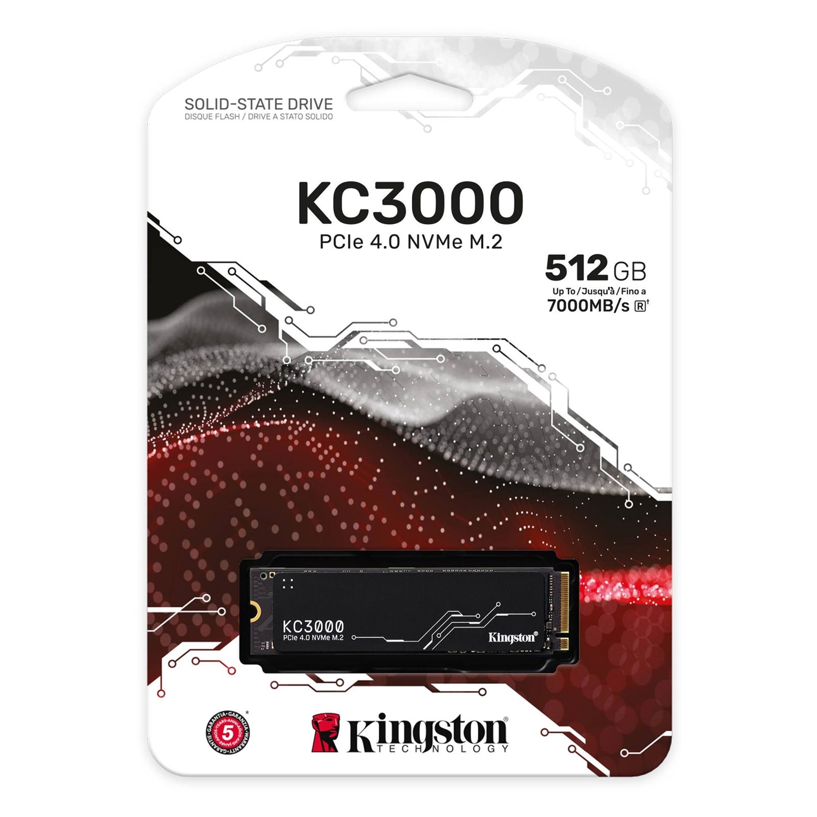 Kingston KC3000 (SKC3000S/512G) 512GB NVMe SSD, M.2 Interface, PCie Gen4, 2280, Read 7000MB/s, Write 3900MB/s, 5 Year Warranty