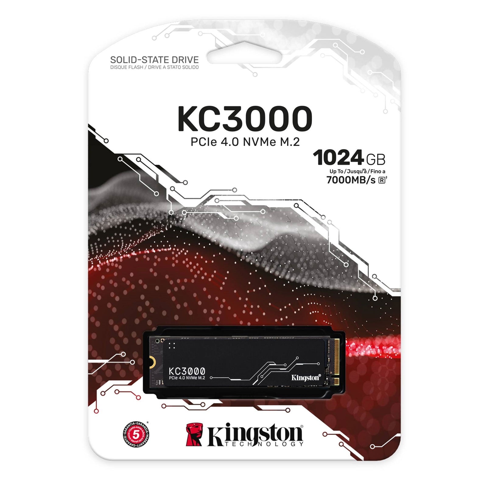 Kingston KC3000 (SKC3000S/1024G) 1TB NVMe SSD, M.2 Interface, PCIe Gen4, 2280, Read 7000MB/s, Write 6000MB/s, 5 Year Warranty