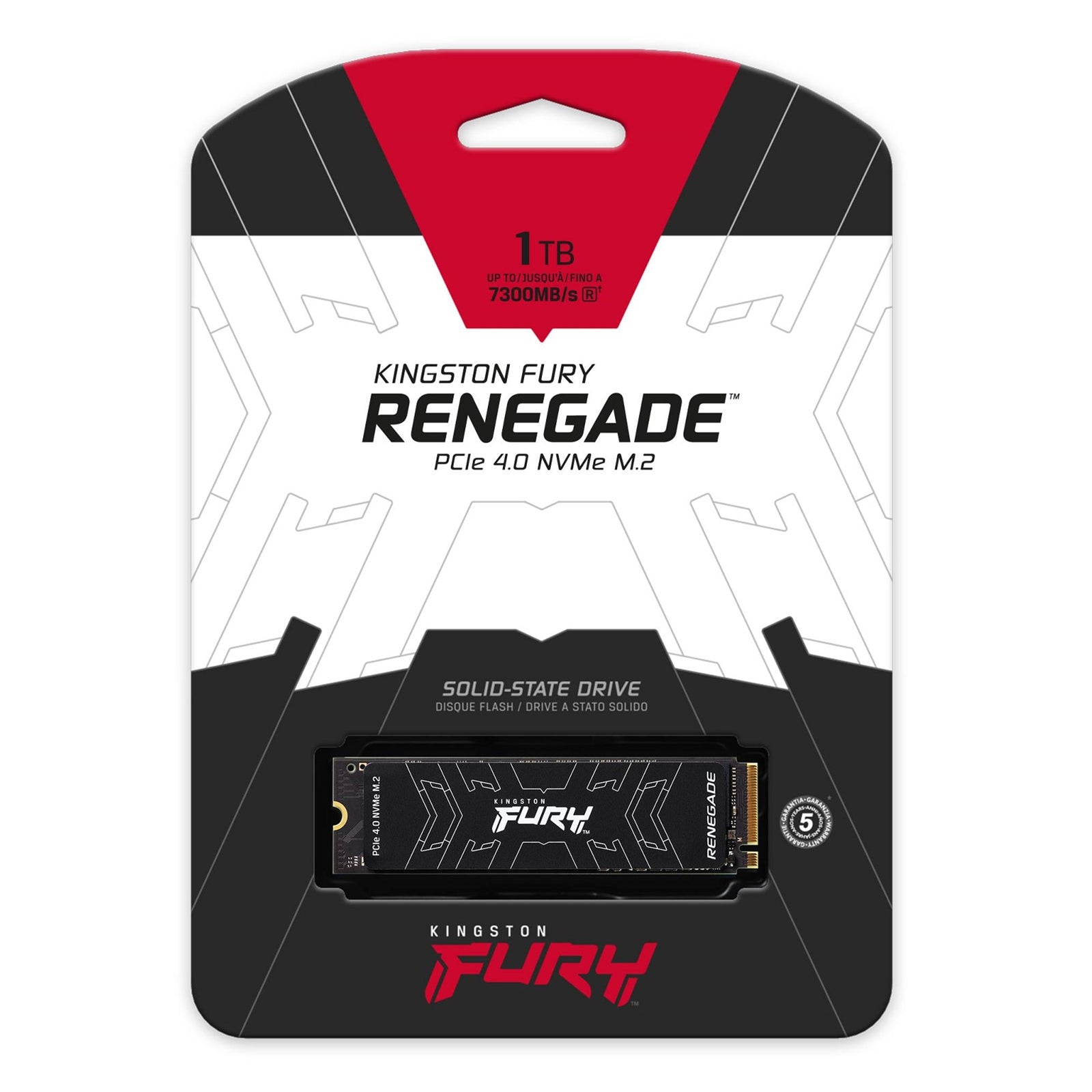 Kingston FURY Renegade (SFYRS/1000G) 1TB M.2 NVMe SSD, PCIe Gen4, 2280, Read 7300MB/s, Write 6000MB/s, PlayStation 5 Compatible, Heatsink, 5 Year Warranty