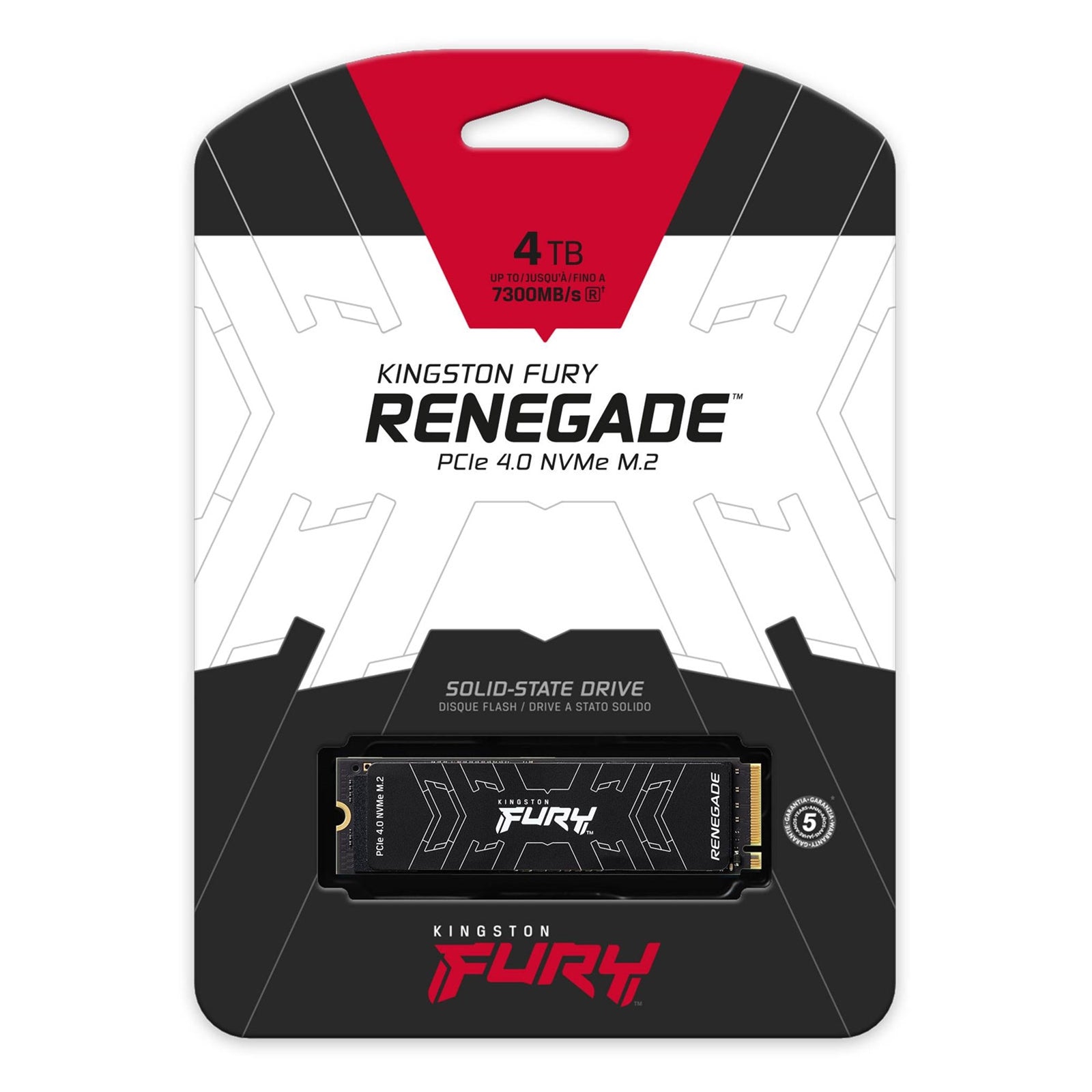 Kingston FURY Renegade (SFYRS/4000G) 4TB M.2 NVMe SSD, PCIe Gen4, 2280, Read 7300MB/s, Write 7000MB/s, PlayStation 5 Compatible, 5 Year Warranty