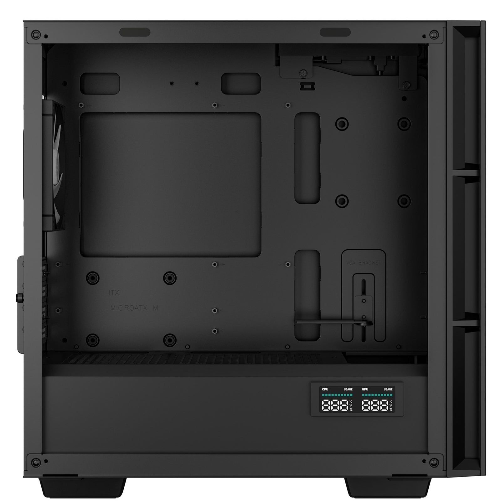 DeepCool CH360 Digital Gaming Case Black Mid Tower with Tempered Glass Side Window Panel, Advanced Cooling, USB 3.0/USB-C Ports, Pre-Installed Fans, Micro ATX/Mini-ITX