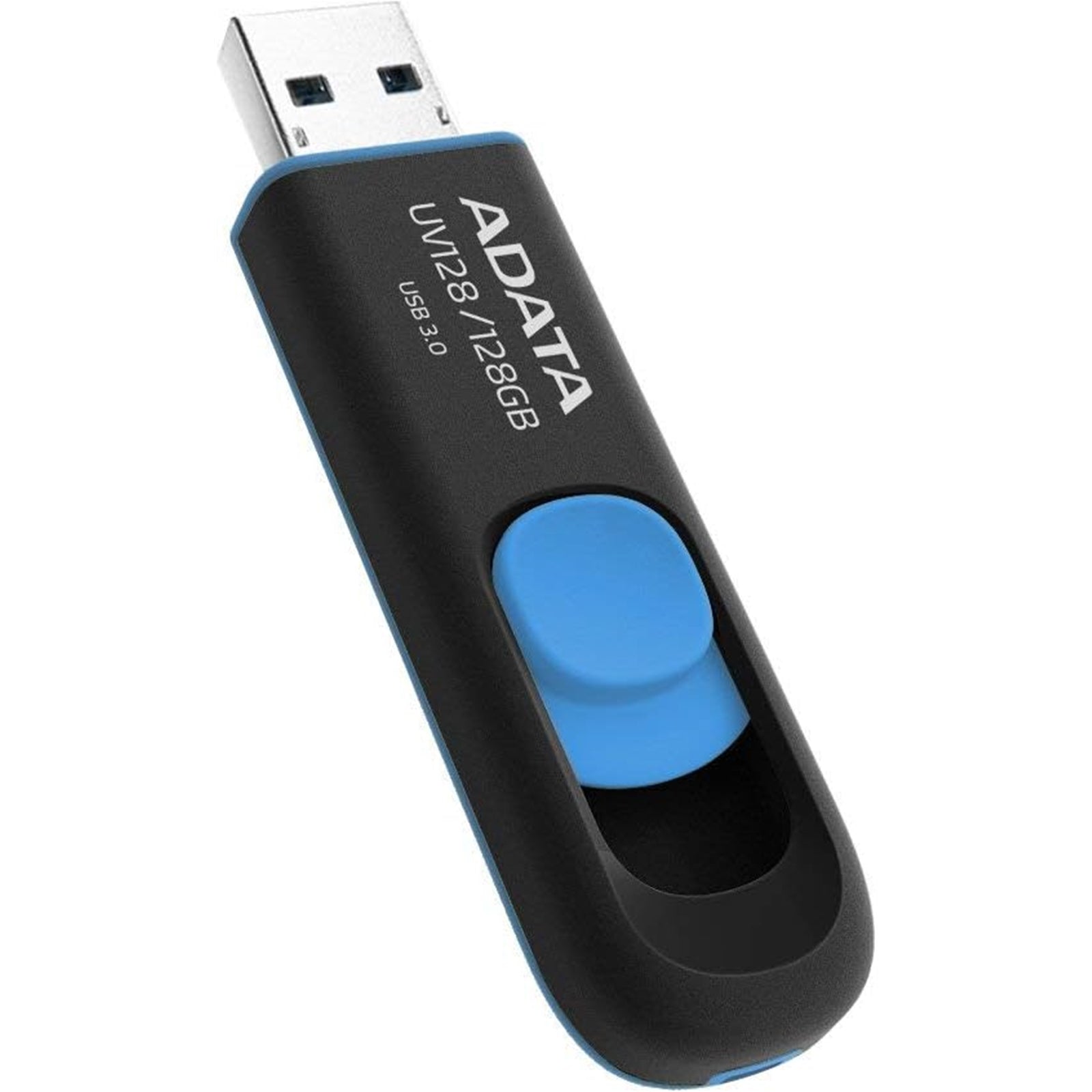 Adata UV128 128GB USB 3.2 Gen 1 Flash Drive, Capless Design, Black/Blue