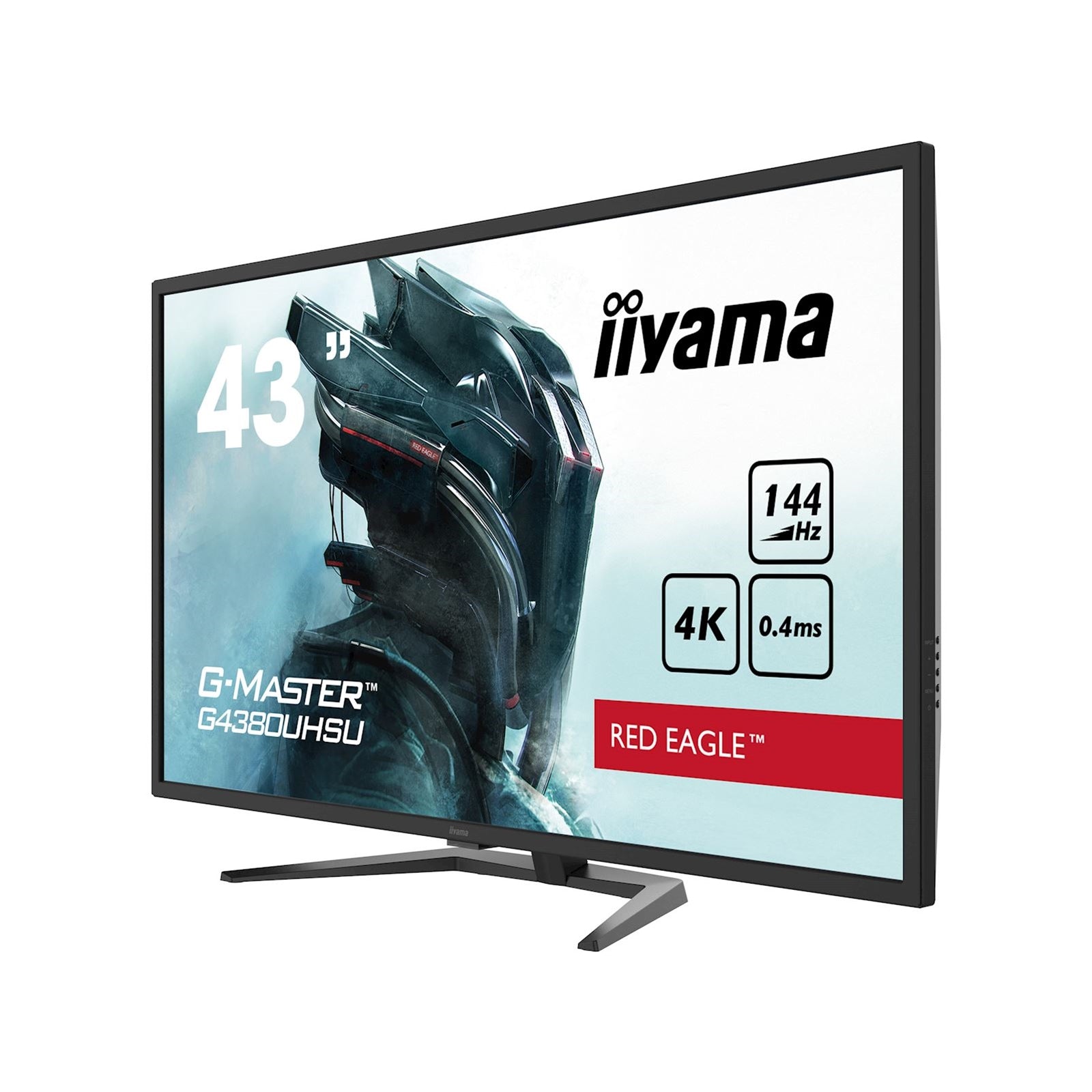 iiyama G-Master G4380UHSU-B1 Red Eagle 43 Inch 4K Gaming Monitor, Black, VA panel, 144hz, 0.4ms, FreeSync, HDMI, DisplayPort, USB Hub, Int PSU, Speakers, VESA