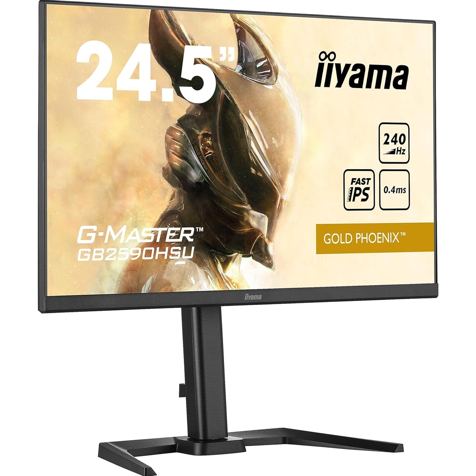 iiyama G-Master Gold Phoenix Gaming Monitor GB2590HSU-B5 24.5 Inch, Black, Ultra Slim Bezel, Full HD, 240Hz, 0.4ms, FreeSync, HDMI, Display Port, USB Hub, Int PSU, Height Adjustable, Pivot, VESA