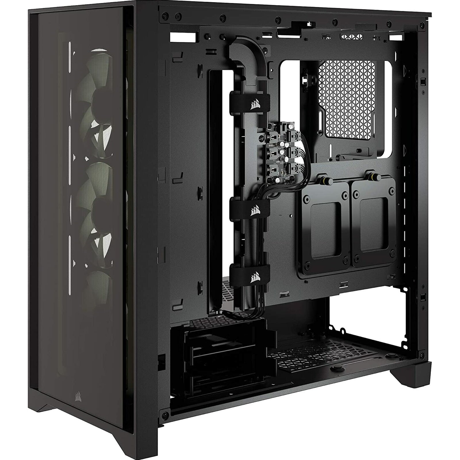 Corsair iCUE 4000X RGB Gaming Case w/ Tempered Glass Window, E-ATX, 3 x AirGuide RGB Fans, Lighting Node CORE included, USB-C, Black