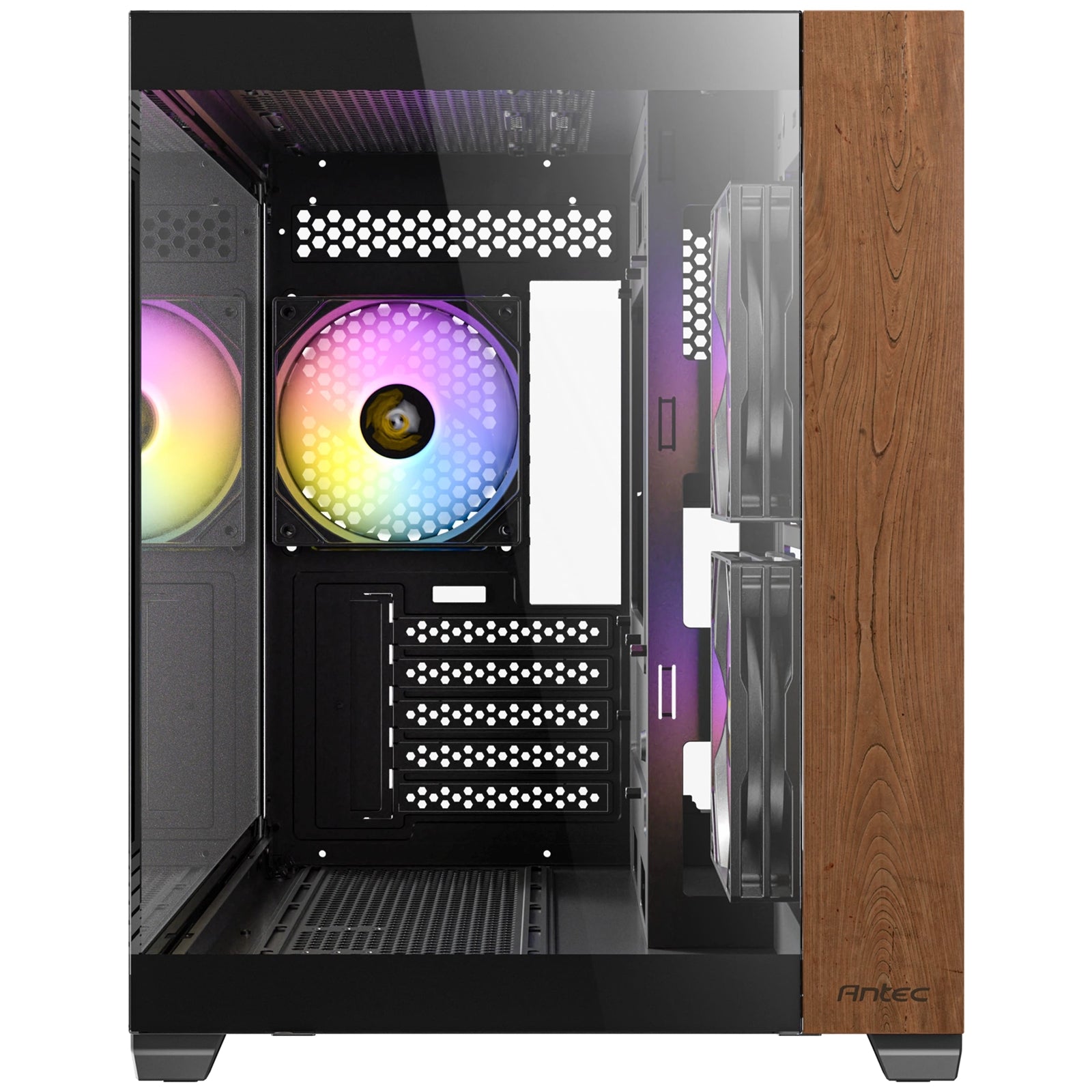 ANTEC CX600M Mini Tower Gaming Case, Black, 270 Full-View Tempered Glass with Exotic Wood, Up to 9 x 120 mm RGB Fans, 1 x USB 3.0 / 1 x USB Type-C, Micro ATX, ITX