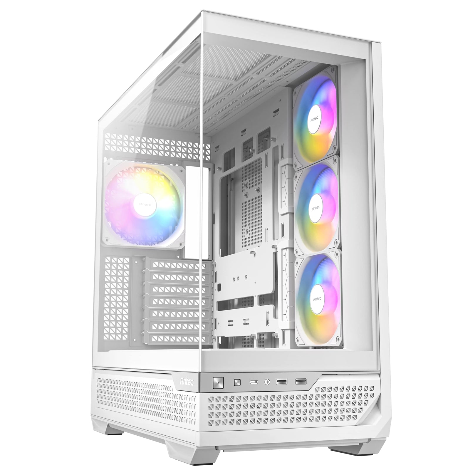 Antec C7 ARGB Mid Tower Tempered Glass PC Gaming Case - White, 3x 120mm & 1x 140mm ARGB Fans, USB 3.2 Gen2, EATX/ATX/mATX/mITX Support