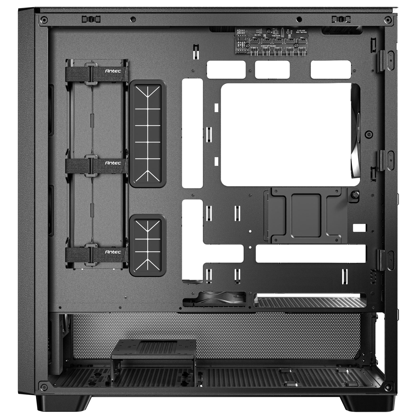 Antec FLUX Mid Tower PC Case - Tempered Glass, Black/Wood, 5 PWM Fans, USB-C, E-ATX/ATX/mATX/ITX Compatibility