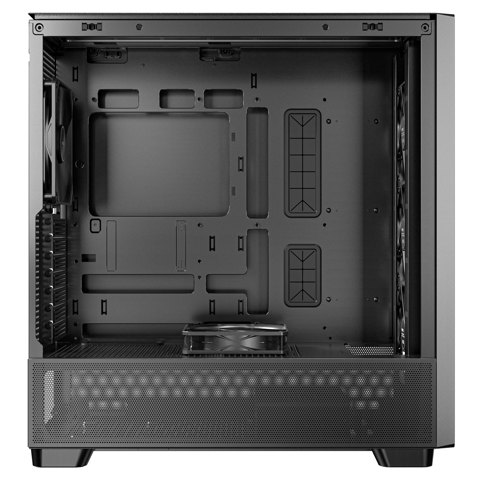 Antec FLUX Mid Tower PC Case - Tempered Glass, Black/Wood, 5 PWM Fans, USB-C, E-ATX/ATX/mATX/ITX Compatibility