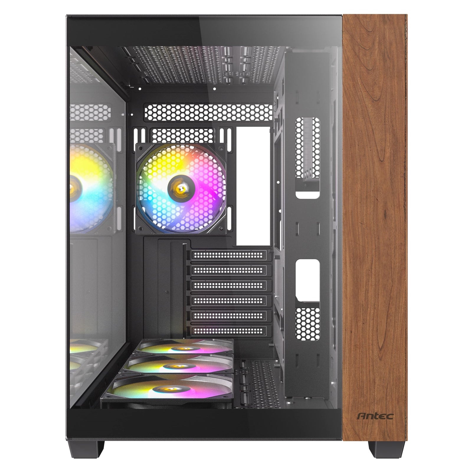 Antec CX800 Wood ARGB Mid-Tower PC Case - 270' Panoramic View, Tempered Glass, 9 Fan Positions, USB Type-C