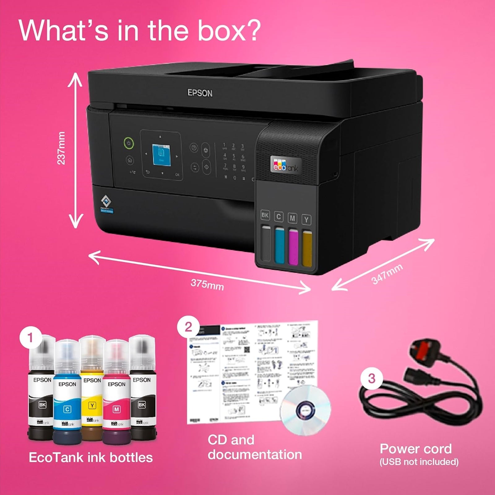 Epson EcoTank ET-4810 A4 Multifunction Wi-Fi Ink Tank Printer, With Up To 3 Years Of Ink Included