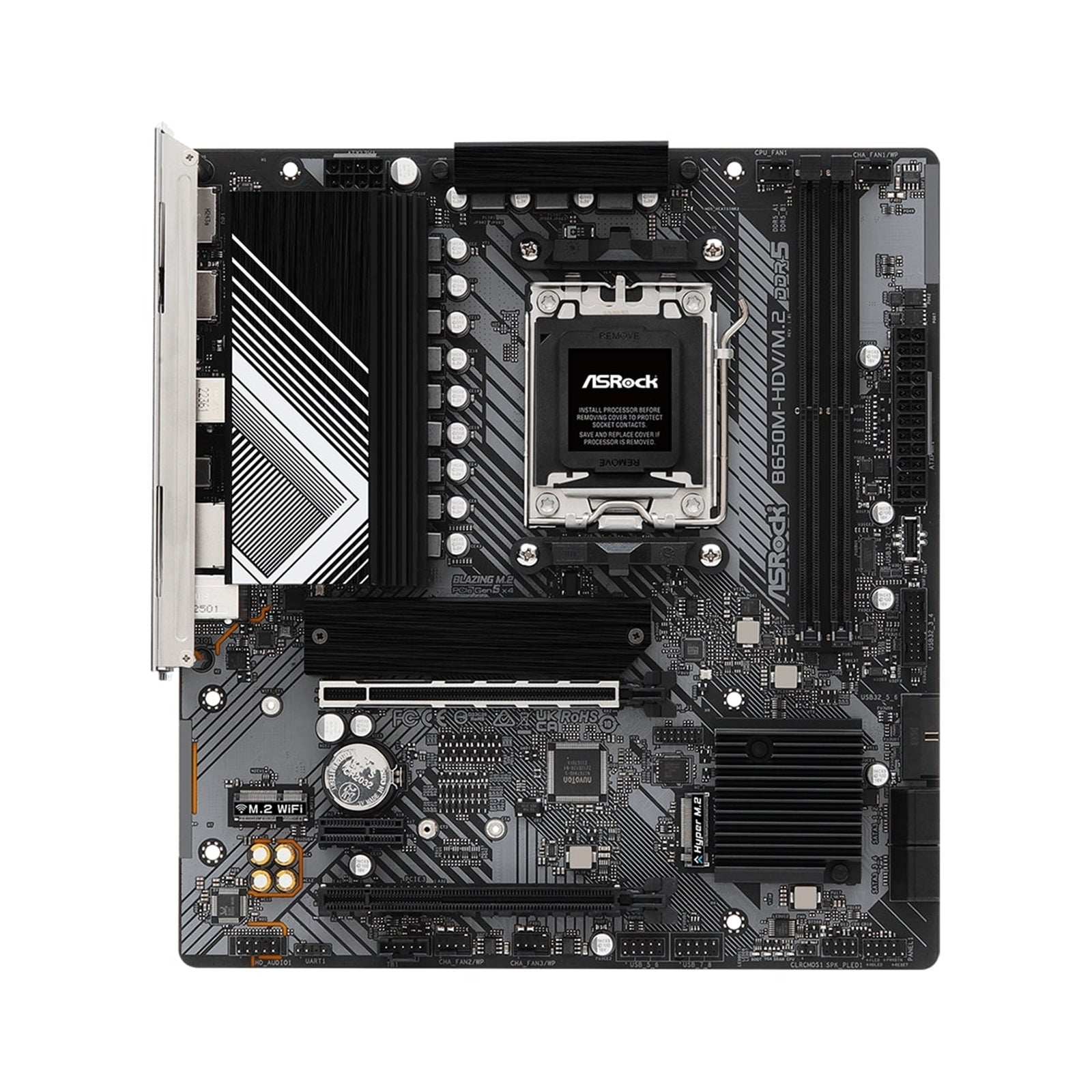 ASRock B650M-HDV/M.2 AMD AM5 Socket Motherboard, Micro-ATX, 2x DDR5 Slots, 3x M.2 Sockets, 2x USB-C Port, Fitted I/O Shield, 2.5GbE LAN, 1x DisplayPort / 1x HDMI Port