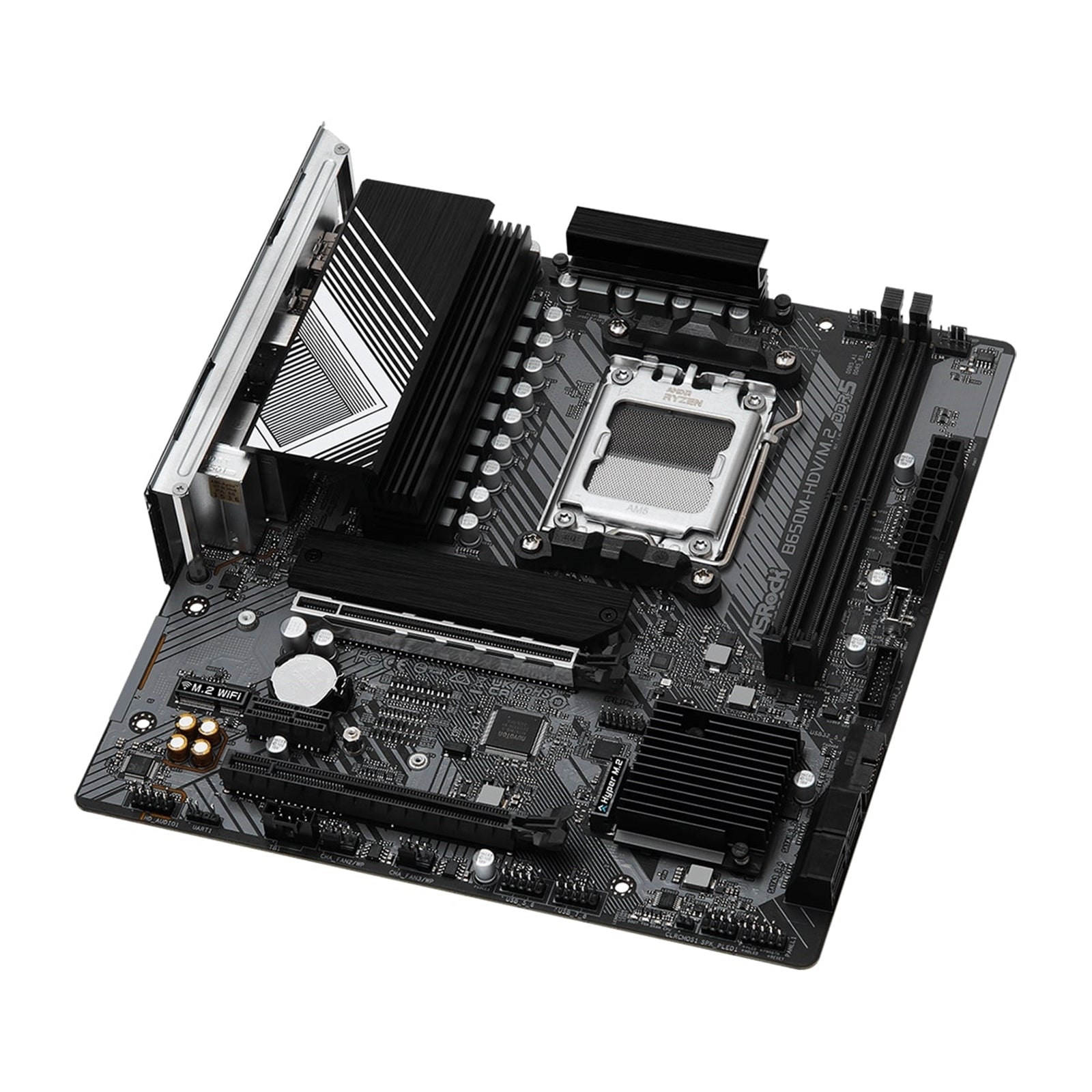 ASRock B650M-HDV/M.2 AMD AM5 Socket Motherboard, Micro-ATX, 2x DDR5 Slots, 3x M.2 Sockets, 2x USB-C Port, Fitted I/O Shield, 2.5GbE LAN, 1x DisplayPort / 1x HDMI Port