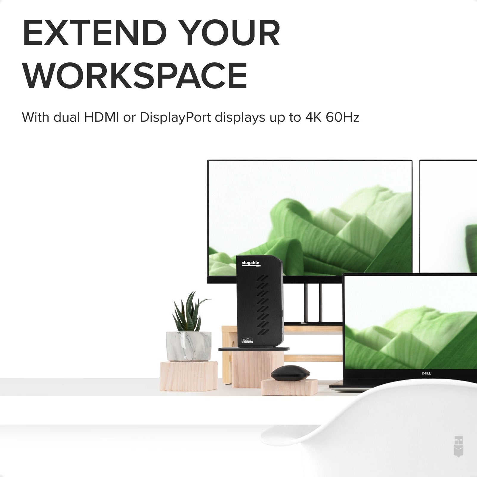 Plugable UD-6950Z Universal Dual Monitor 4K USB-A/USB-C DisplayLink Certified Docking Station
