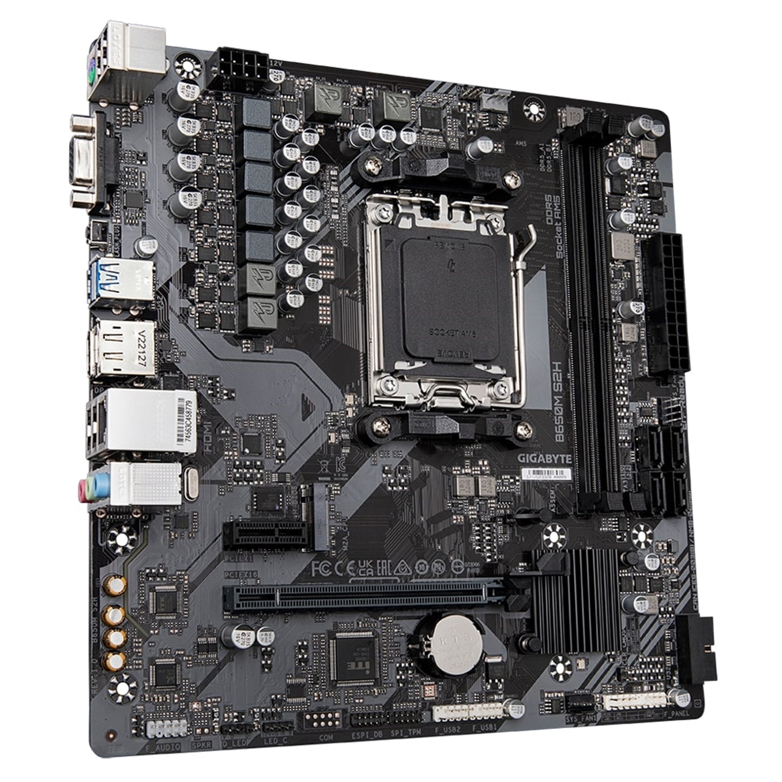 Gigabyte B650M S2H Ultra Durable AMD AM5 Socket Motherboard, Micro-ATX, 2x DDR5 Slots, 1x M.2 Socket, GbE LAN, 1x D-Sub / 1x DisplayPort / 1x HDMI Port