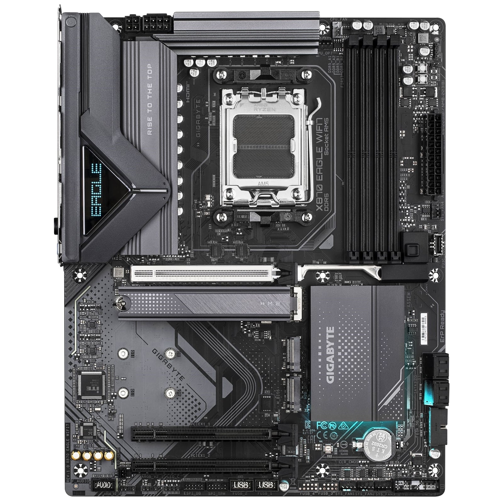 Gigabyte X870 EAGLE WIFI7 AMD AM5 Socket Motherboard, ATX, 4x DDR5 Slots, 3x M.2 Sockets, 3x USB-C Port, Fitted I/O Shield, 2.5GbE LAN, Wi-Fi 7, 1x HDMI Port / 2x USB-C (USB4)