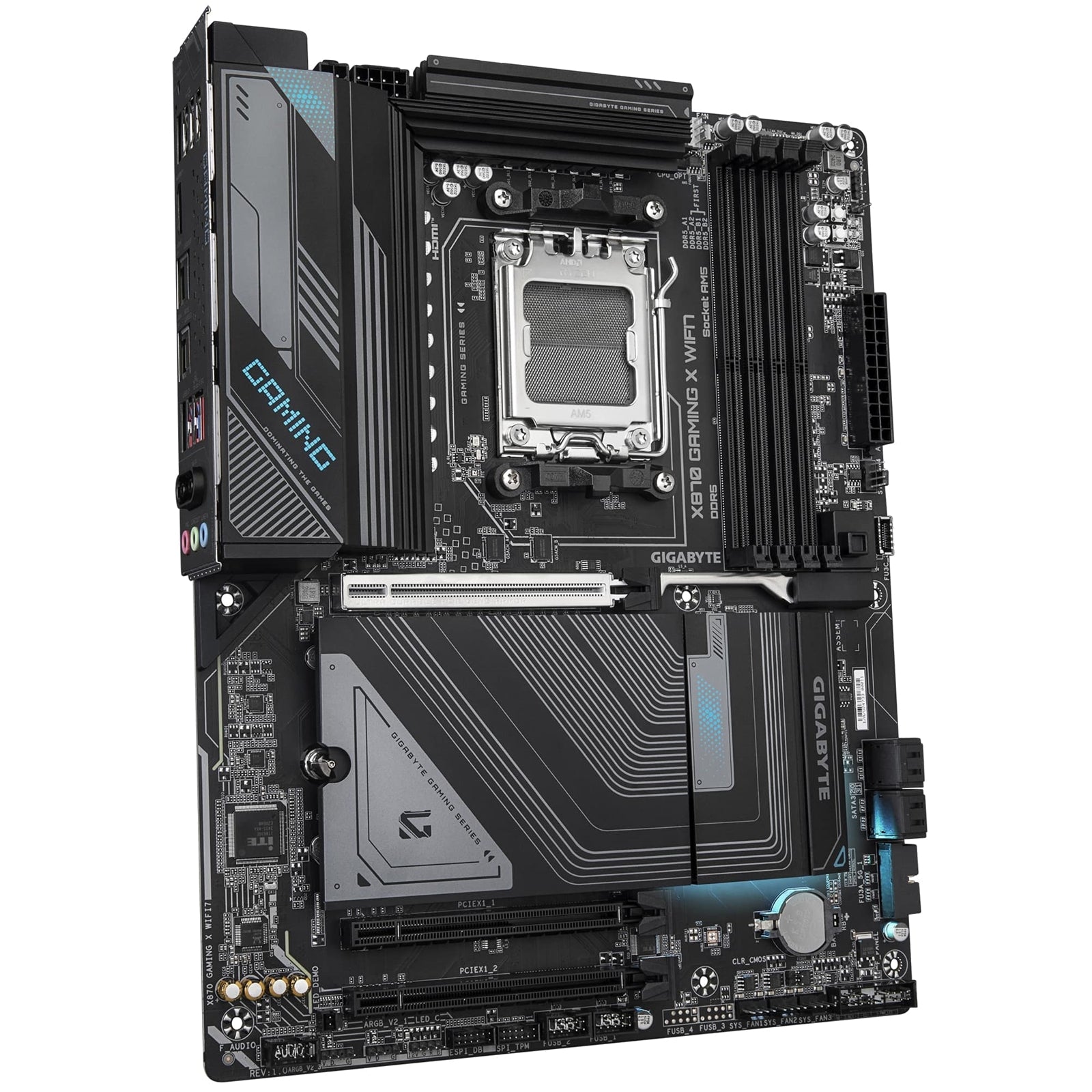 Gigabyte X870 GAMING X WIFI7 AMD AM5 Socket Motherboard, ATX, 4x DDR5 Slots, 3x M.2 Sockets, 3x USB-C Port, Fitted I/O Shield, 2.5GbE LAN, Wi-Fi 7, 1x HDMI Port / 2x USB-C (USB4)