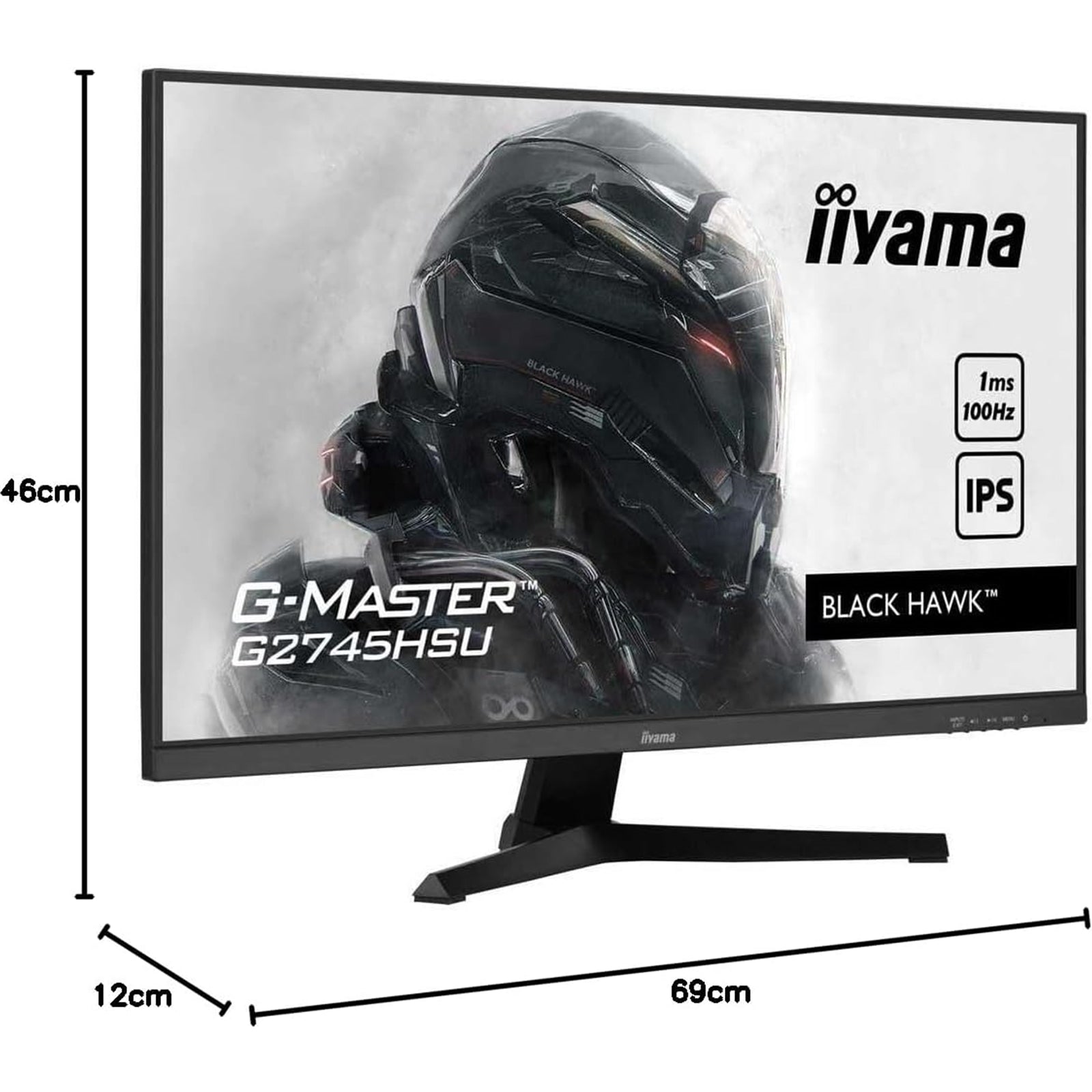 iiyama G-MASTER G2745HSU-B1 27 inch IPS Monitor, Full HD, 1ms, HDMI, DisplayPort, USB Hub, Freesync, 100Hz, Speakers, Black, Internal PSU, VESA