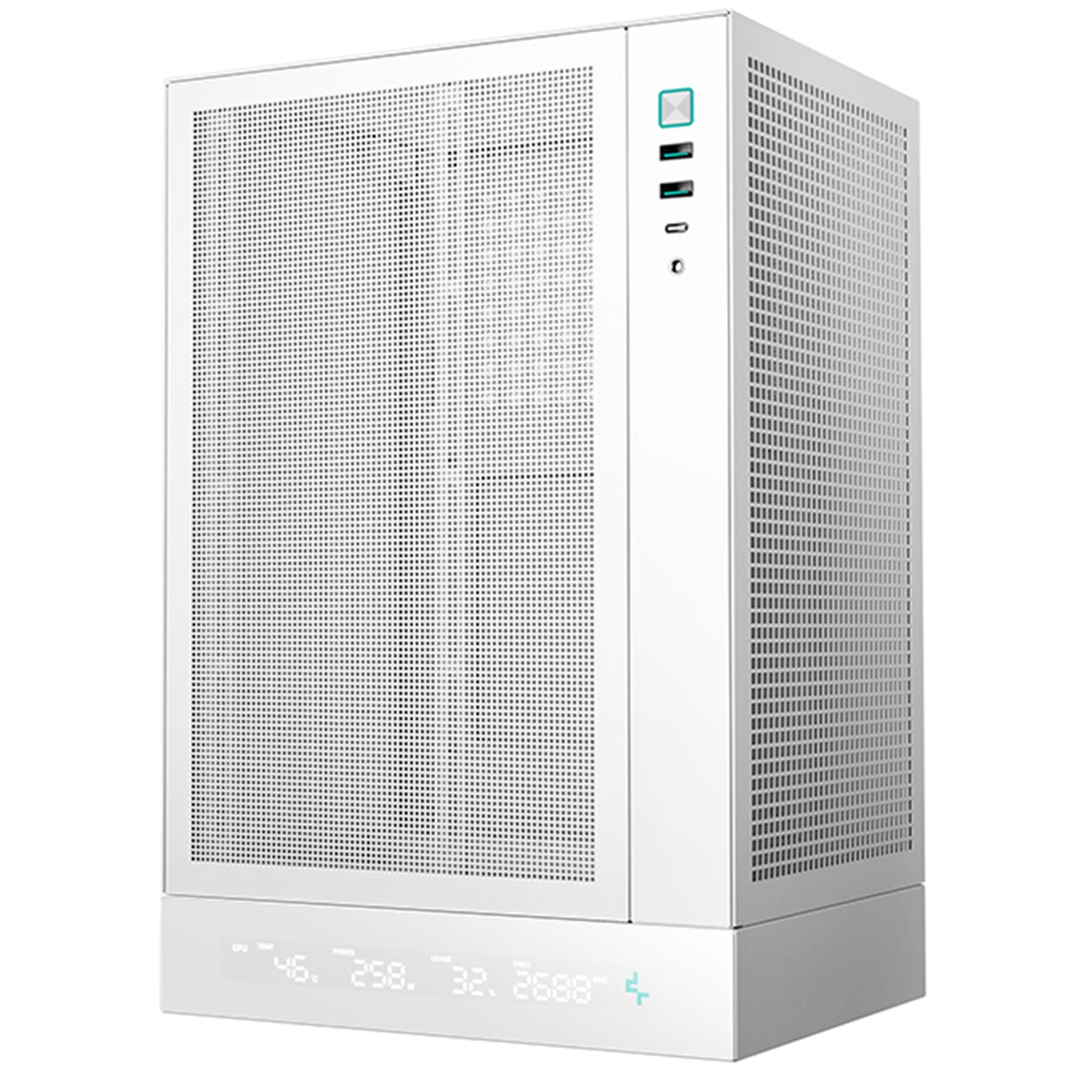 Deepcool CH170 Digital White Mini-ITX Case - High Airflow, Tempered Glass Side Panel, Supports Water Cooling, Ultra-Quiet Operation, Compact Design for Efficient Space Management