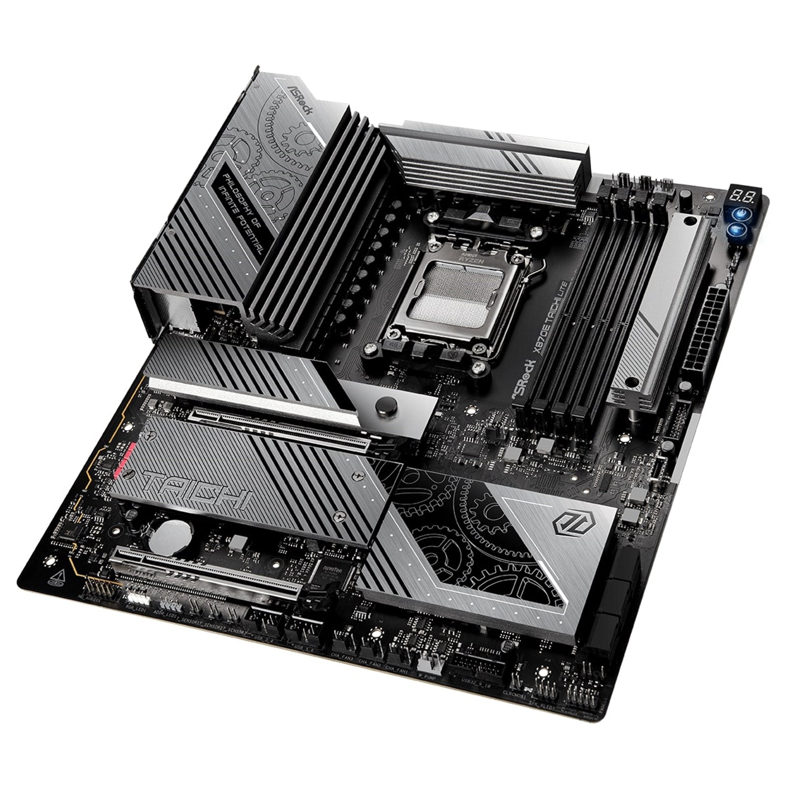 ASRock X870E TAICHI LITE AMD AM5 Socket Motherboard, E-ATX, 4x DDR5 Slots, 4x M.2 Sockets, 3x USB-C Port, Fitted I/O Shield, 5GbE LAN, Wi-Fi 7, 1x HDMI Port / 2x USB-C (USB4)