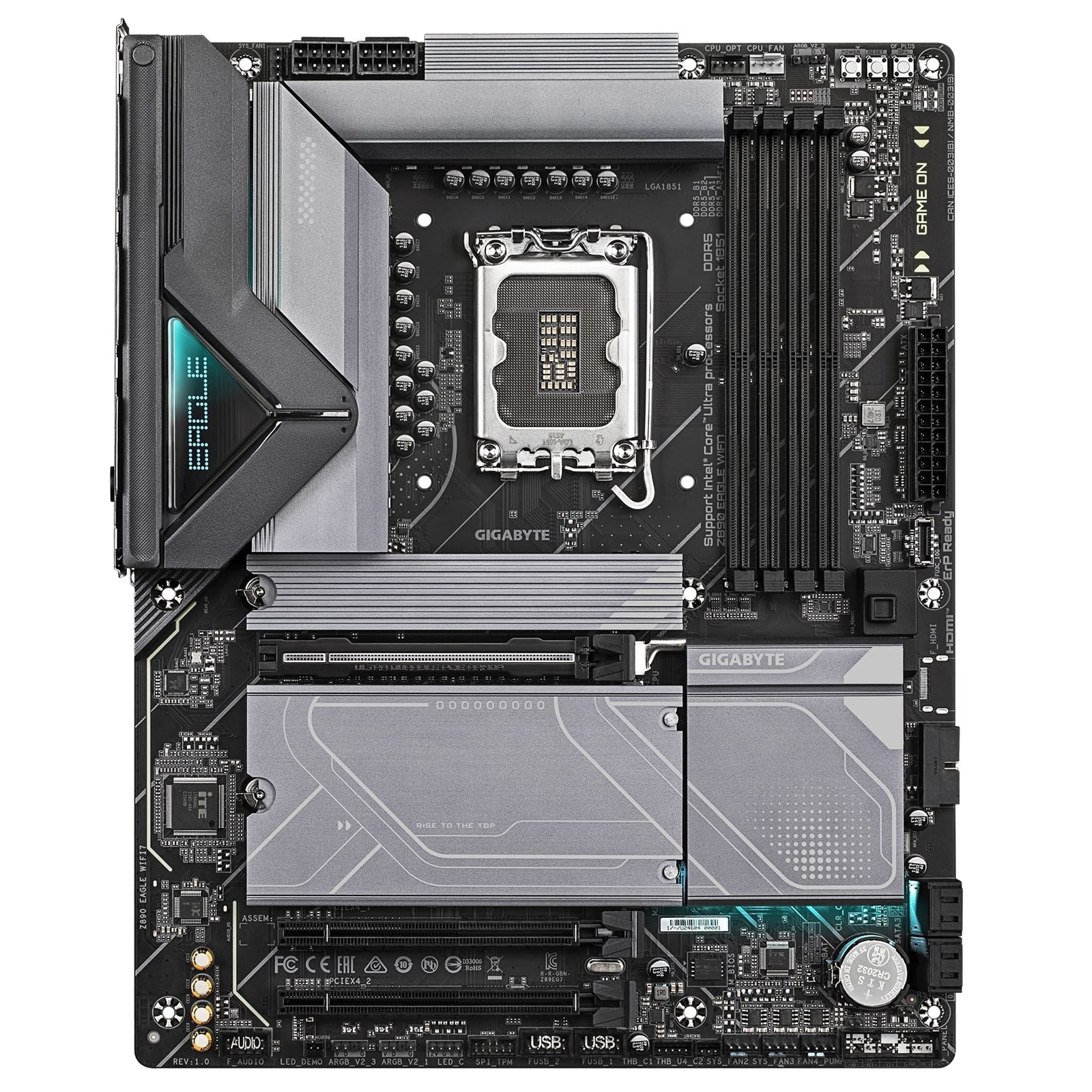 Gigabyte Z890 EAGLE WIFI7 Intel 1851 Socket Motherboard, ATX, 4x DDR5 Slots, 4x M.2 Sockets, 2x USB-C Port, Fitted I/O Shield, 2.5GbE LAN, Wi-Fi 7, 1x DisplayPort / 1x USB-C (USB4)