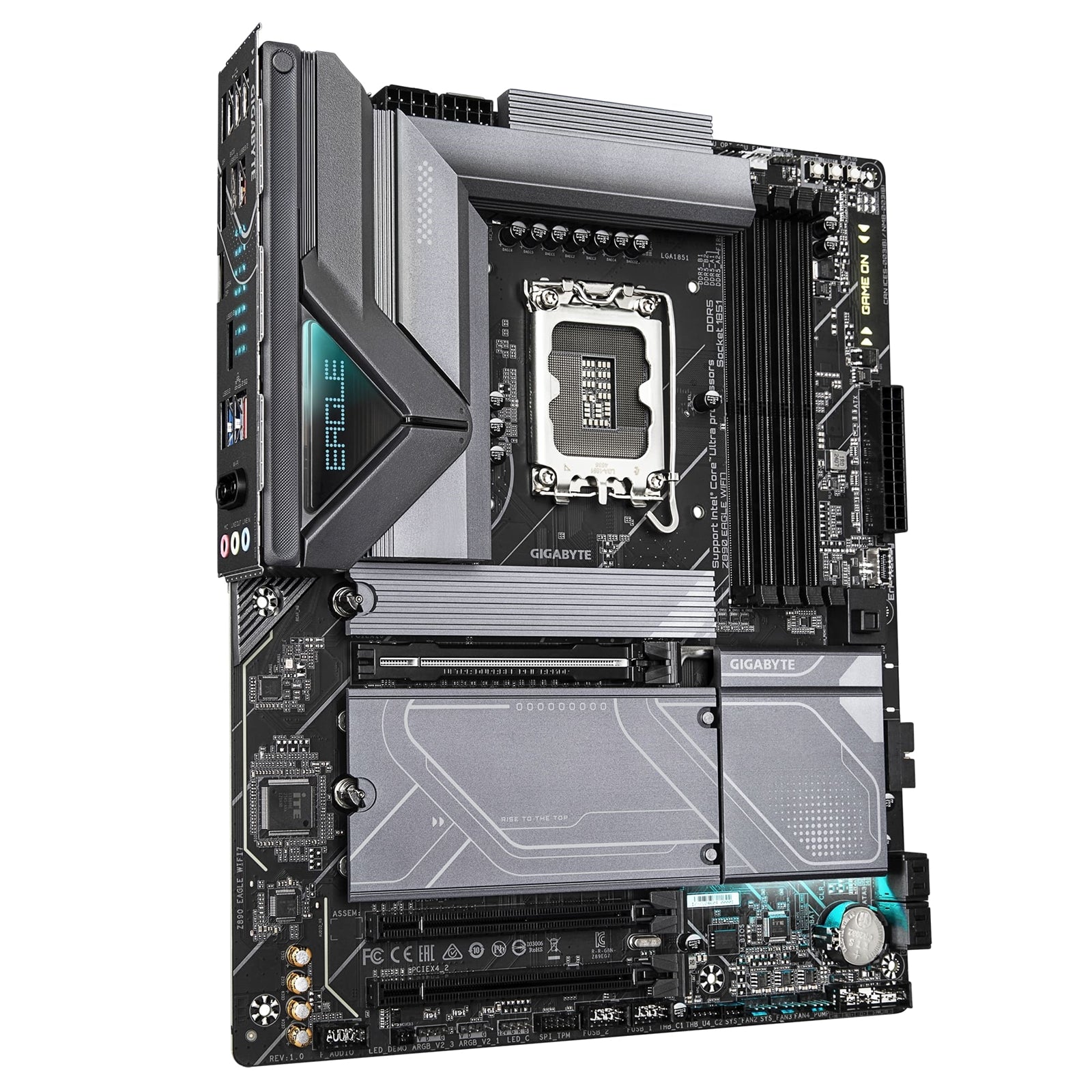 Gigabyte Z890 EAGLE WIFI7 Intel 1851 Socket Motherboard, ATX, 4x DDR5 Slots, 4x M.2 Sockets, 2x USB-C Port, Fitted I/O Shield, 2.5GbE LAN, Wi-Fi 7, 1x DisplayPort / 1x USB-C (USB4)