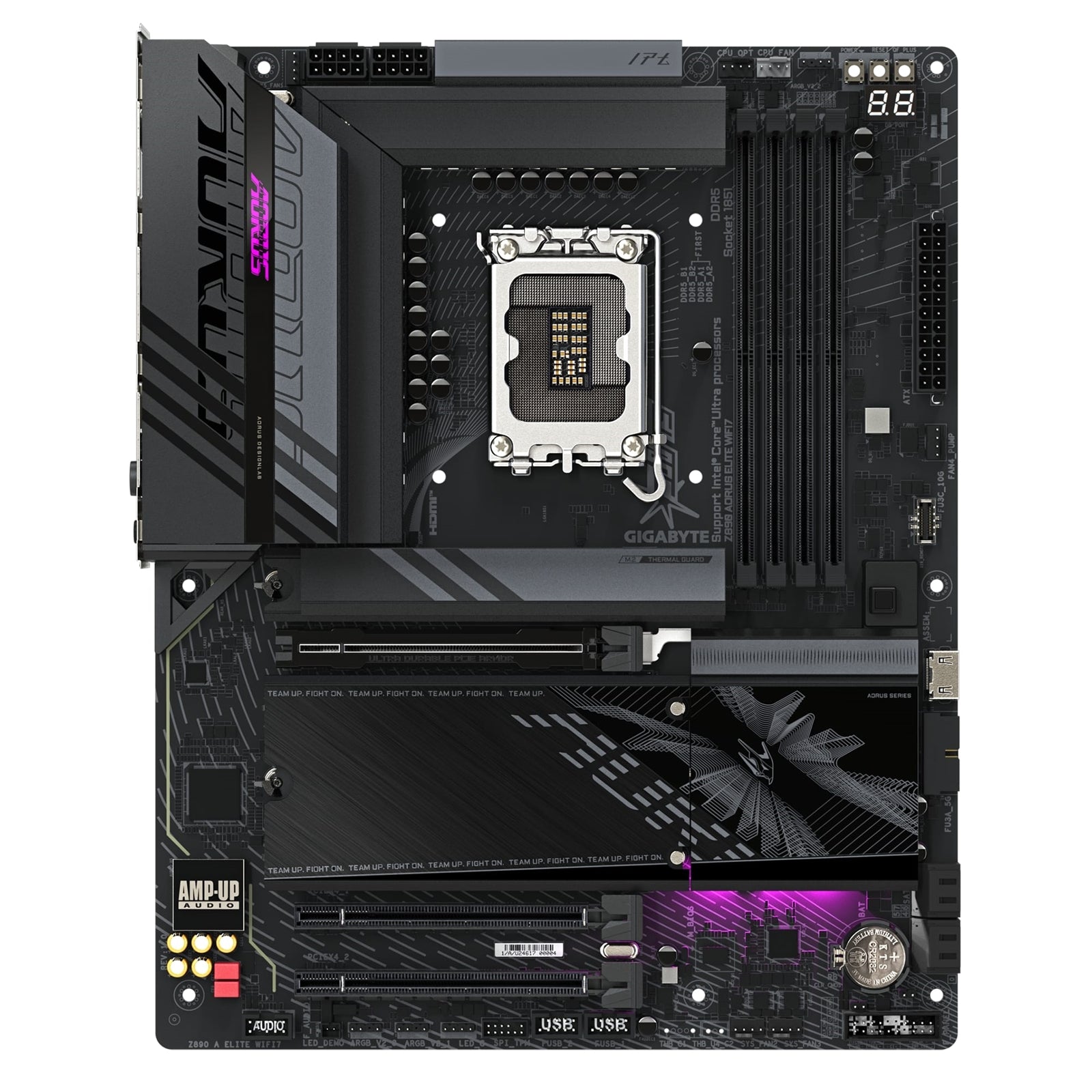 Gigabyte Z890 AORUS ELITE WIFI7 Intel 1851 Socket Motherboard, ATX, 4x DDR5 Slots, 4x M.2 Sockets, 2x USB-C Port, Fitted I/O Shield, 2.5GbE LAN, Wi-Fi 7, 1x DisplayPort / 1x HDMI / 1x USB-C (USB4)