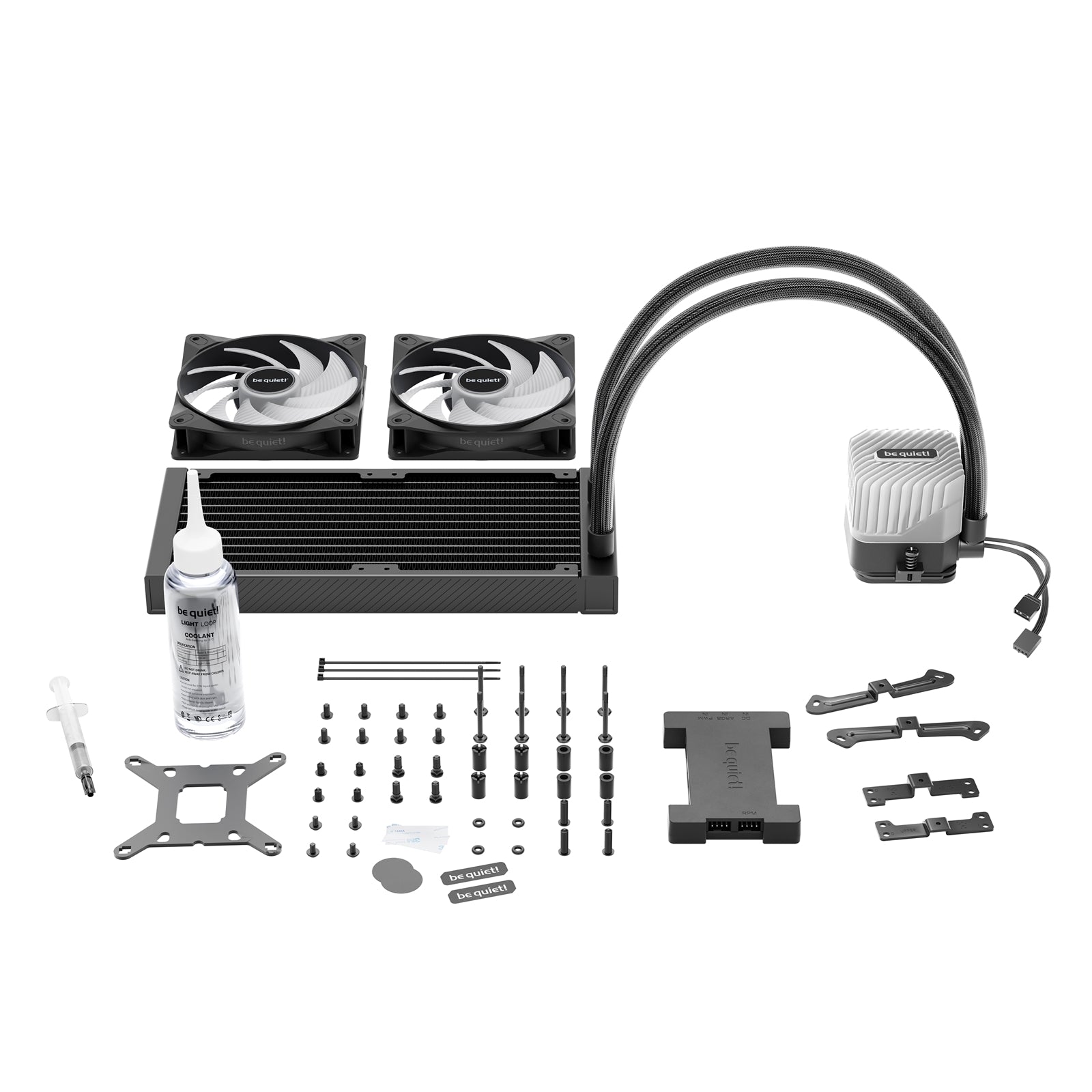 be quiet! Light Loop 240mm Liquid Cooler - High-Performance ARGB All-in-One Water Cooling System with Dual Light Wings LX PWM Fans