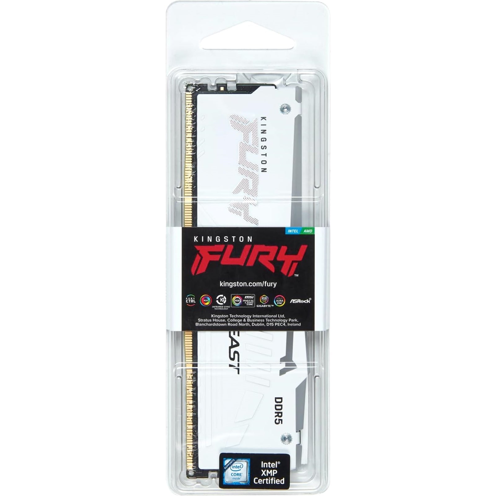 Kingston FURY Beast KF564C32BWA-32 32GB (1x32GB) RGB White System Memory, 6400MT/s, DDR5, CL32, DIMM, AMD EXPO Certified