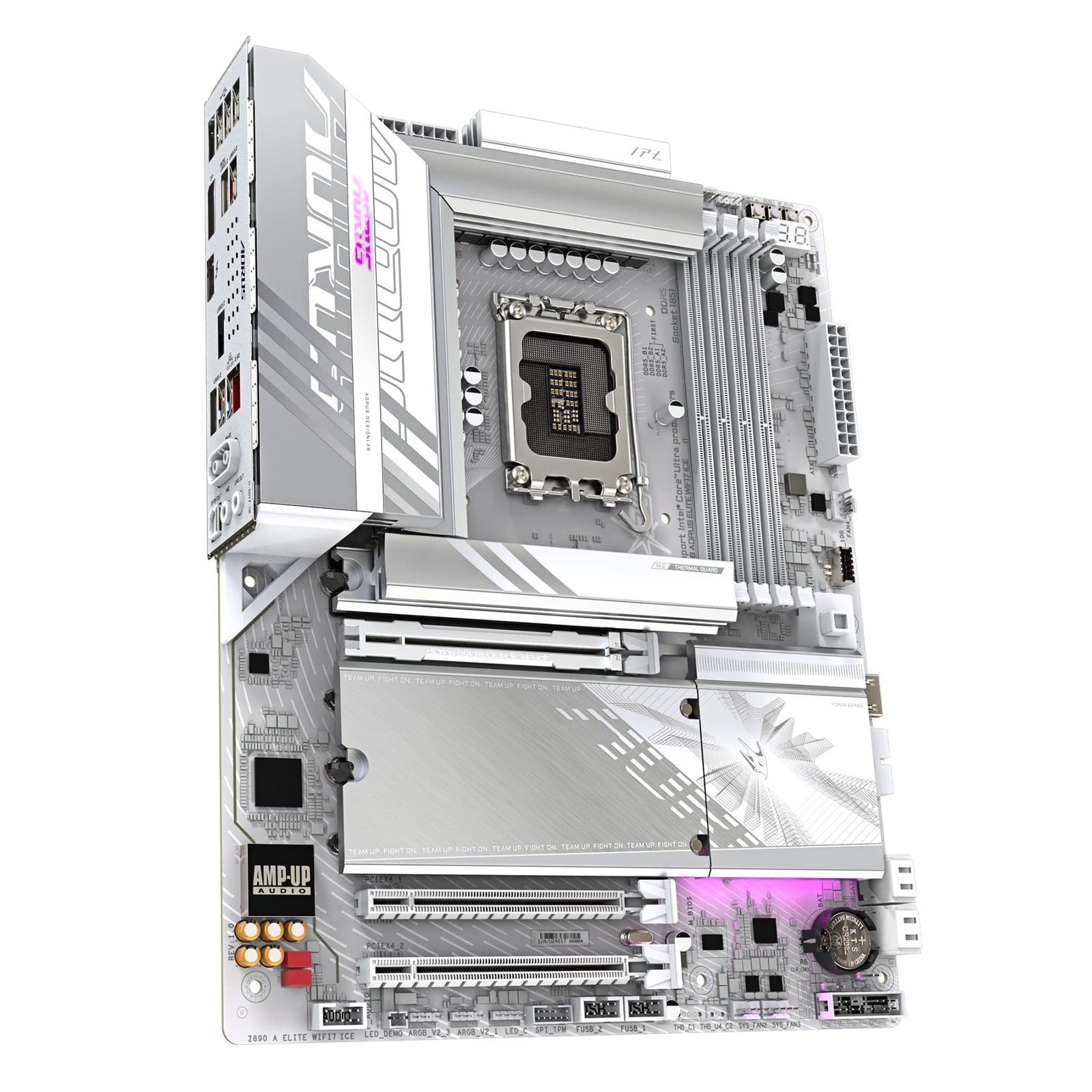 Gigabyte Z890 AORUS ELITE WIFI7 ICE Intel 1851 Socket Motherboard, ATX, 4x DDR5 Slots, 4x M.2 Sockets, 2x USB-C Port, Fitted I/O Shield, 2.5GbE LAN, Wi-Fi 7, 1x DisplayPort / 1x HDMI / 1x USB-C (USB4)